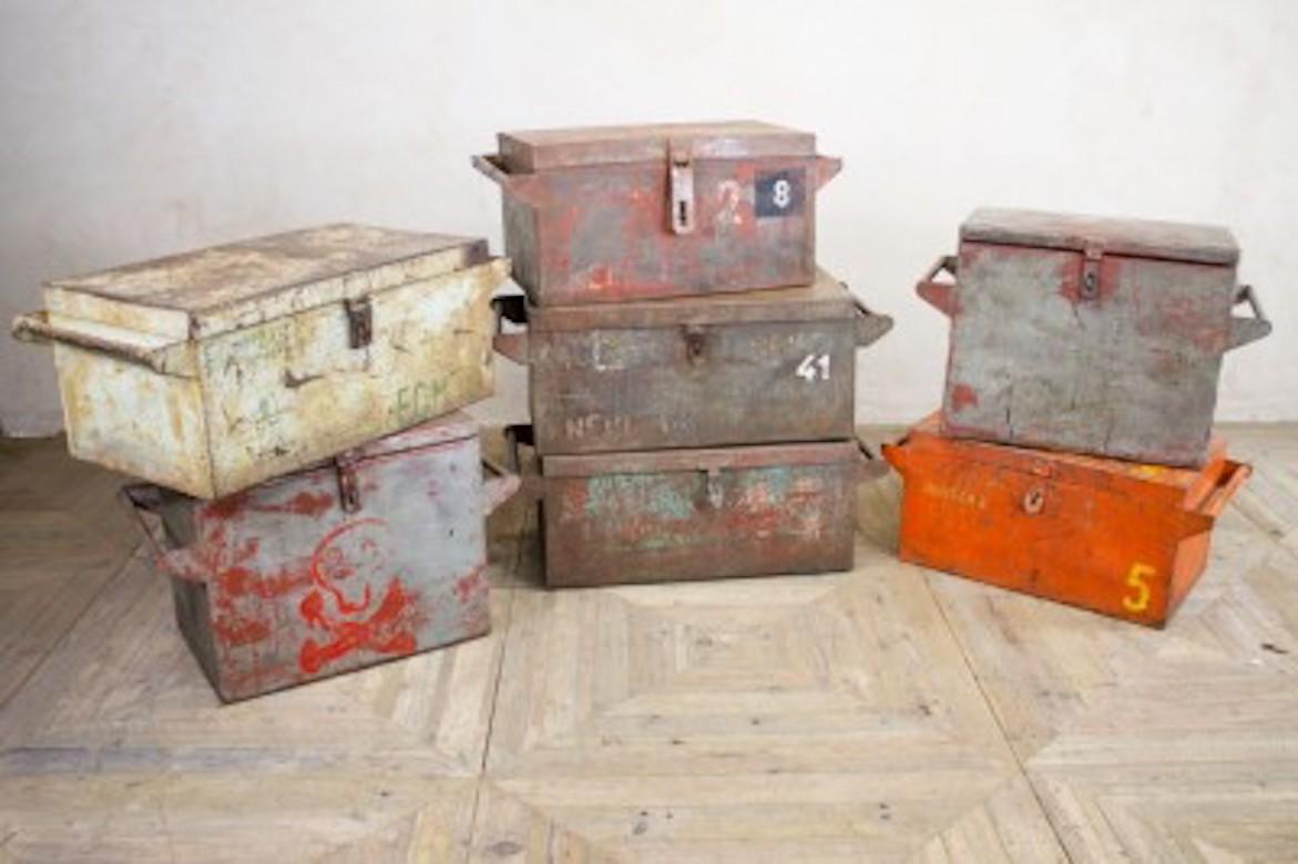 European Industrial Style Metal Boxes, 20th Century For Sale