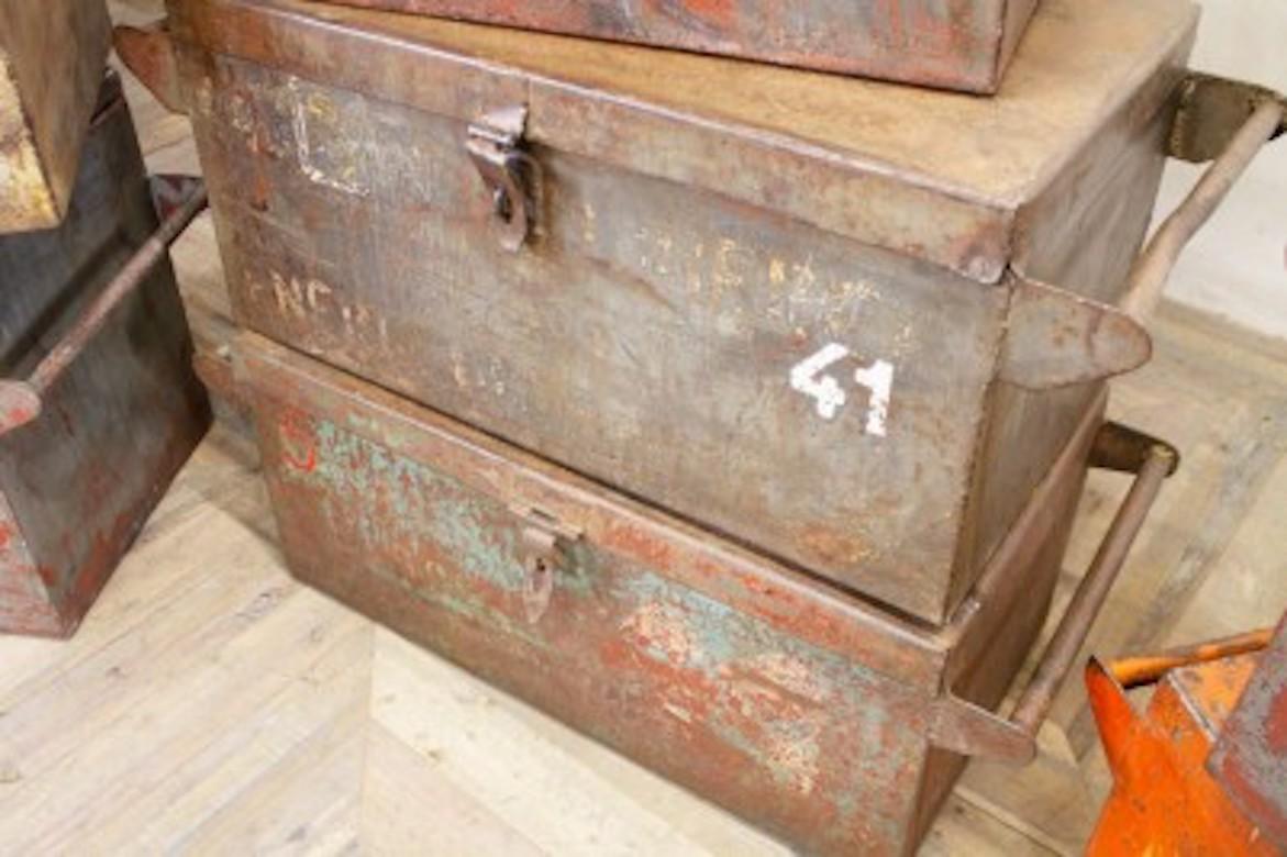 Industrial Style Metal Boxes, 20th Century For Sale 4