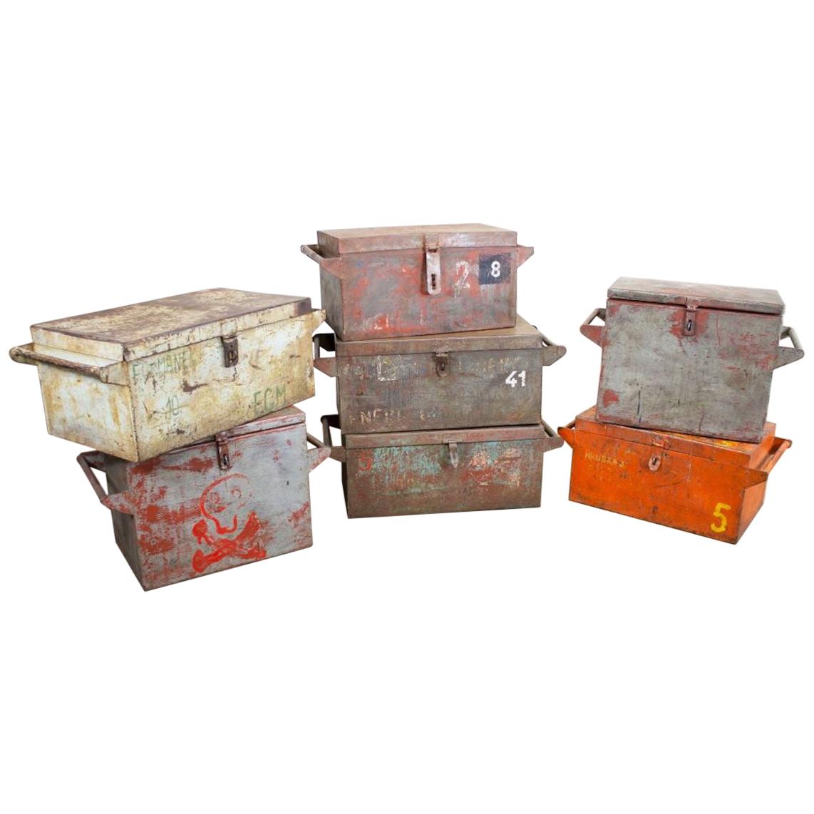 Industrial Style Metal Boxes, 20th Century For Sale