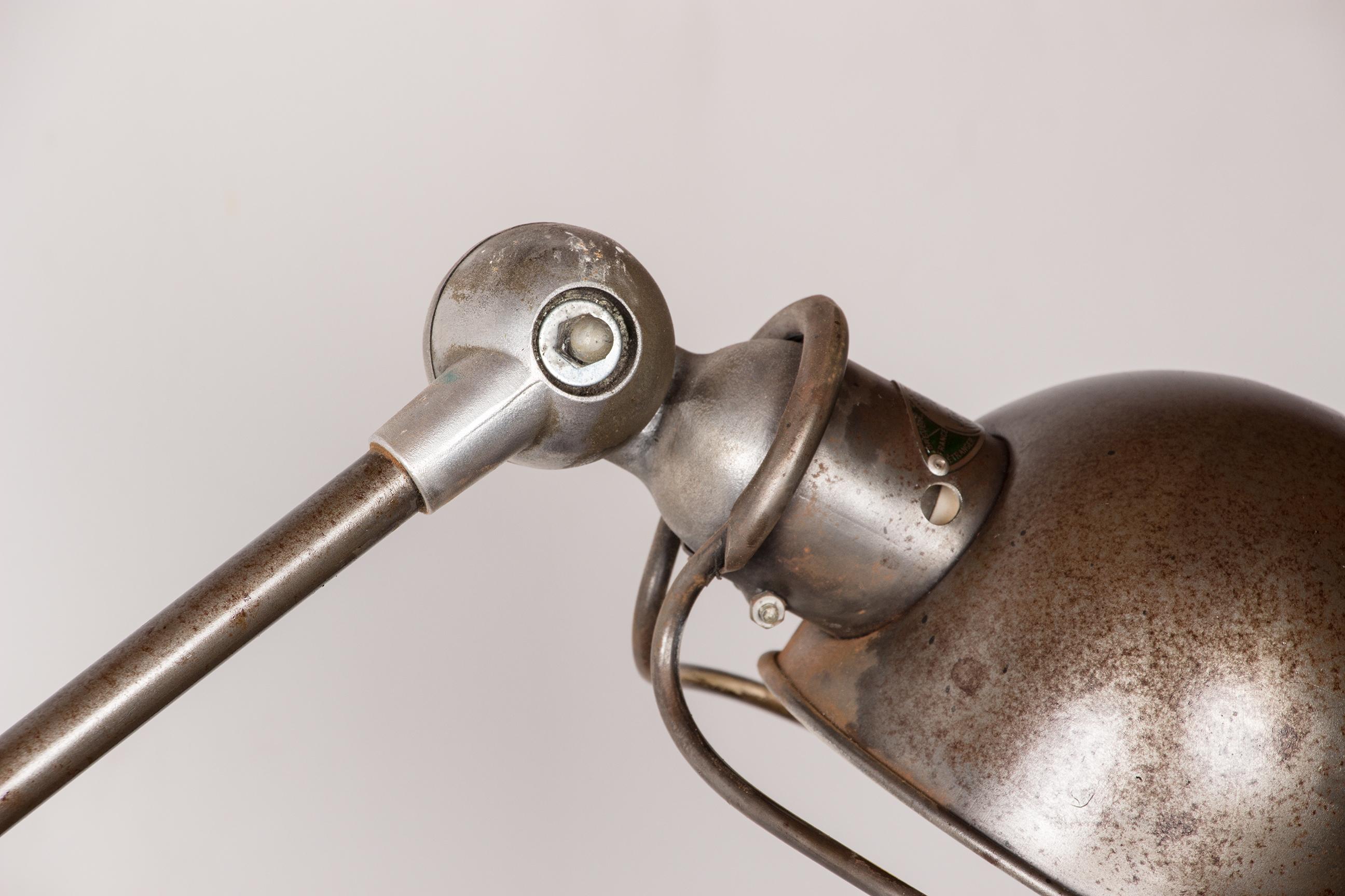 Industrial style metal desk lamp with two articulated arms by Jean-Louis Domecq  For Sale 3