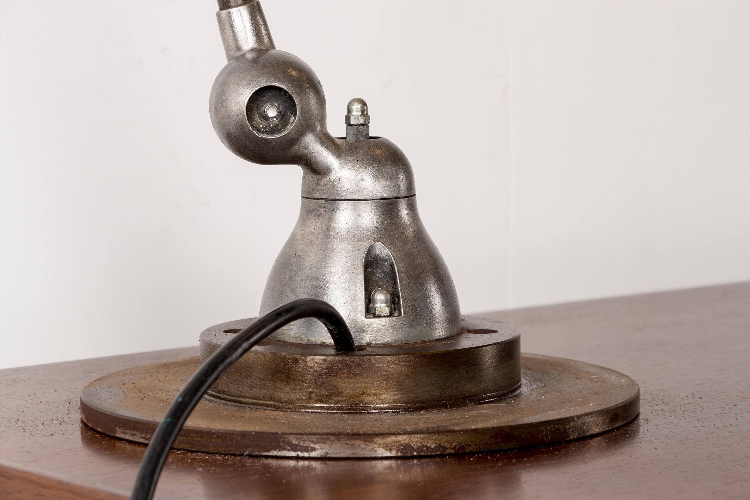 Industrial style metal desk lamp with two articulated arms by Jean-Louis Domecq  For Sale 5