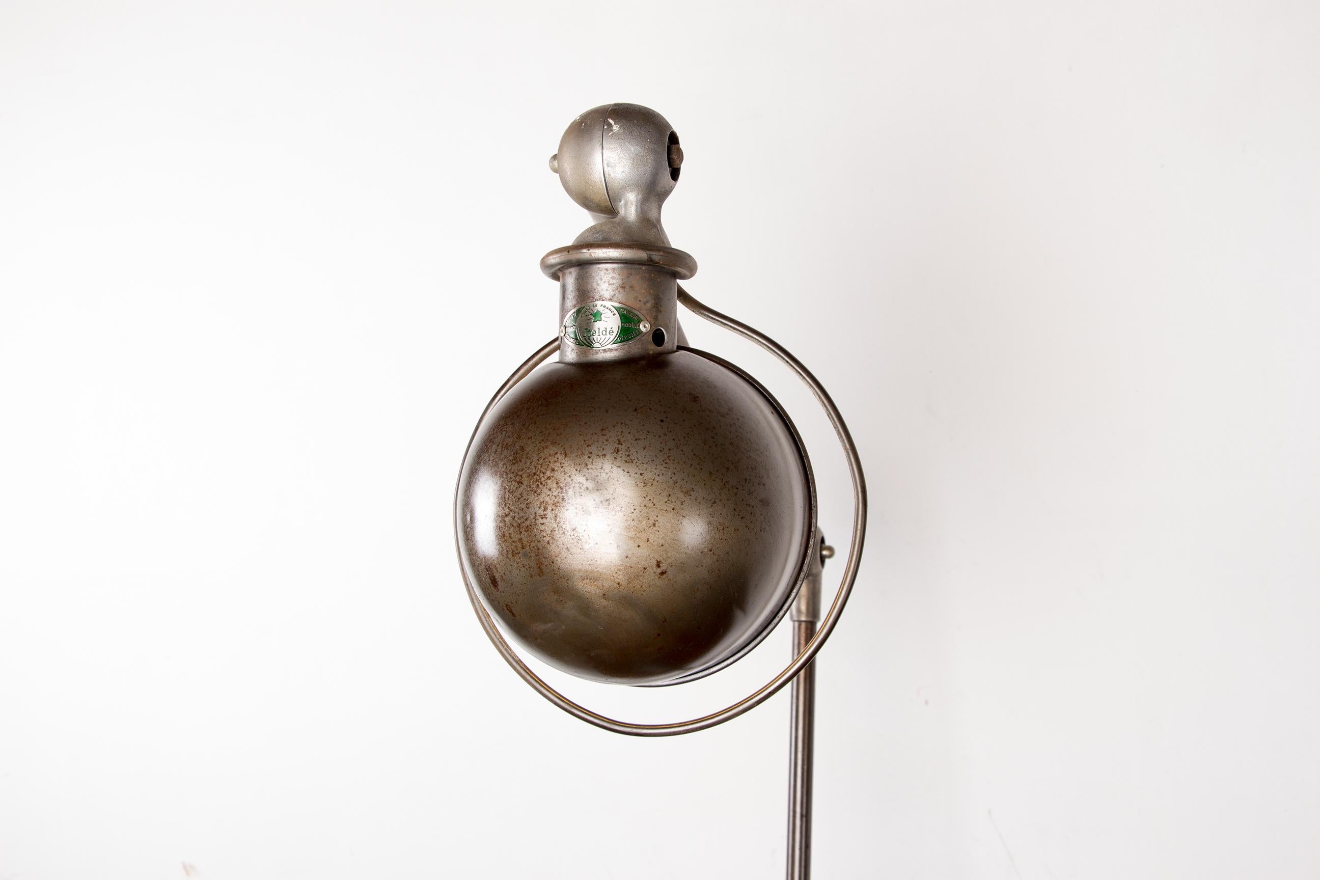 Industrial style metal desk lamp with two articulated arms by Jean-Louis Domecq  For Sale 11
