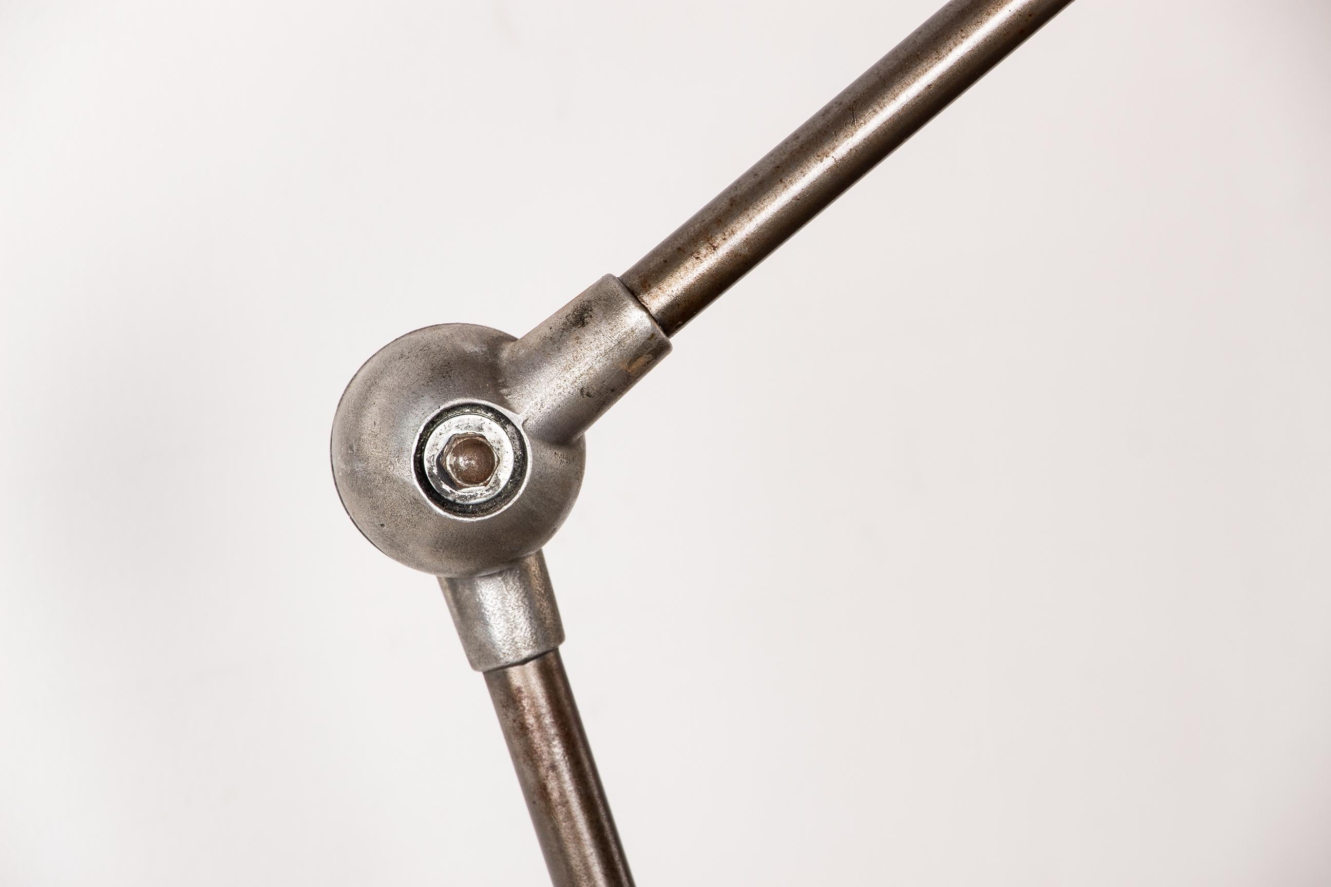 Industrial style metal desk lamp with two articulated arms by Jean-Louis Domecq  For Sale 1