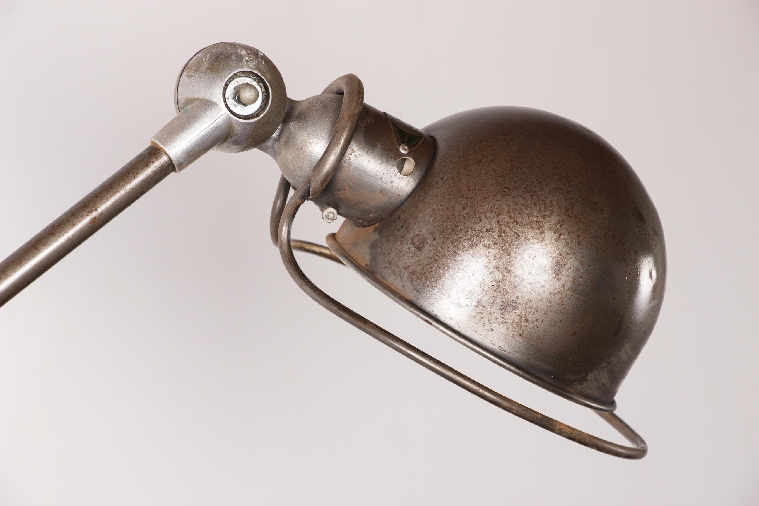Industrial style metal desk lamp with two articulated arms by Jean-Louis Domecq  For Sale 2