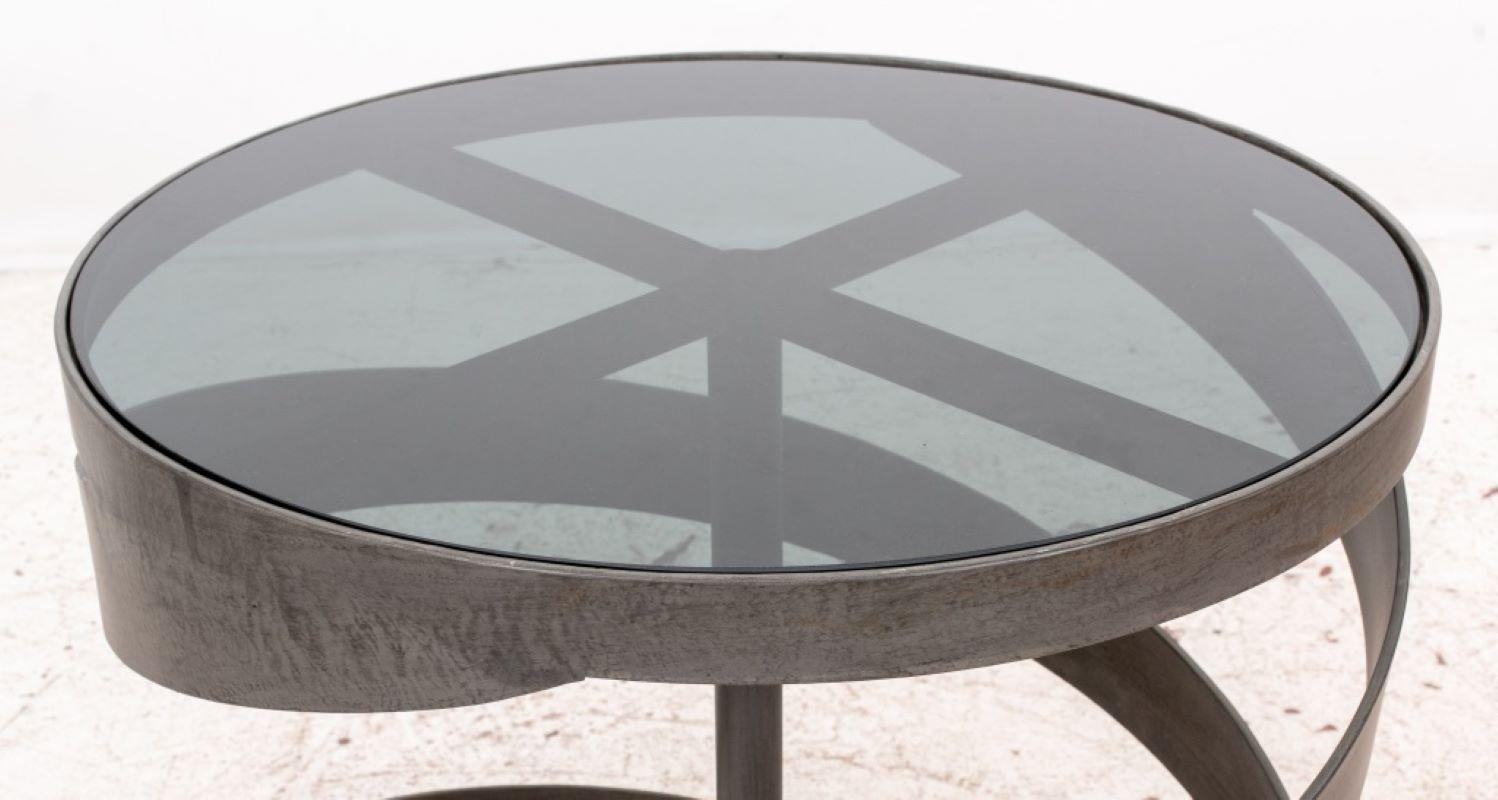 Industriel Table d'appoint en métal en spirale de style industriel