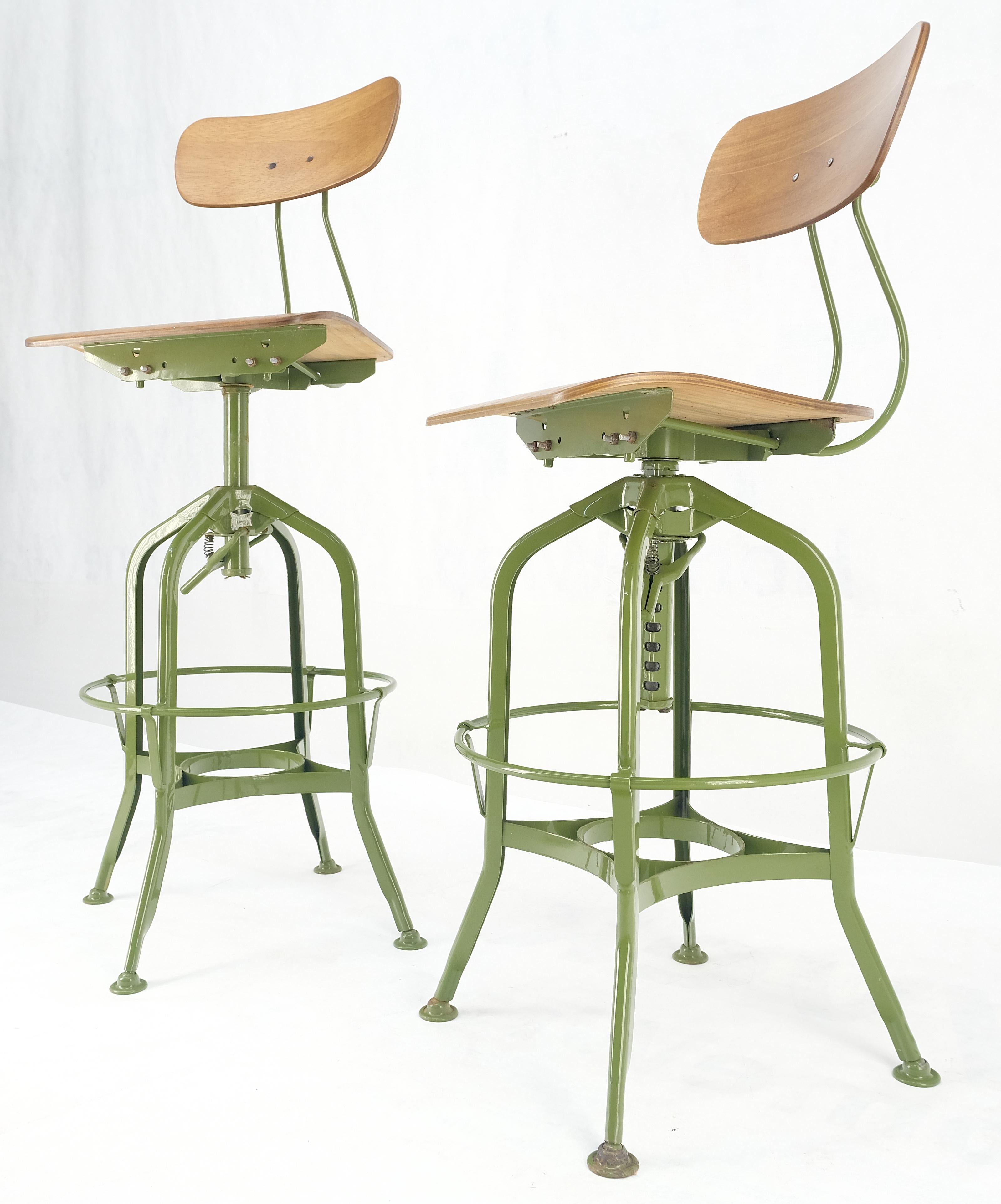 Industrial Style Molded Plywood Seats Industrial Drafting Stools MINT! 3