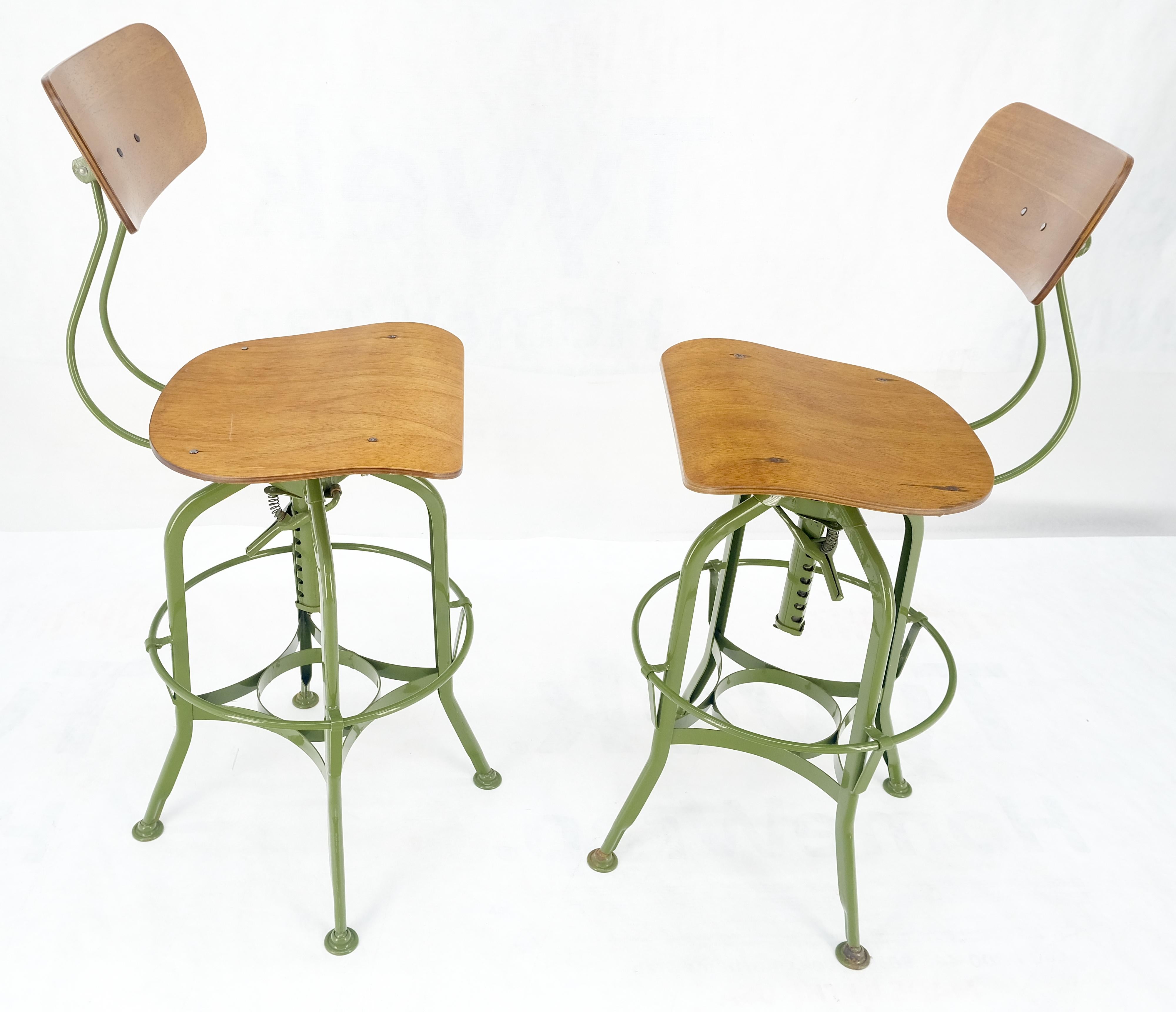 North American Industrial Style Molded Plywood Seats Industrial Drafting Stools MINT!