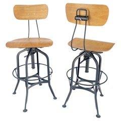 Industrial Style Molded Plywood Seats Industrial Drafting Stools MINT!