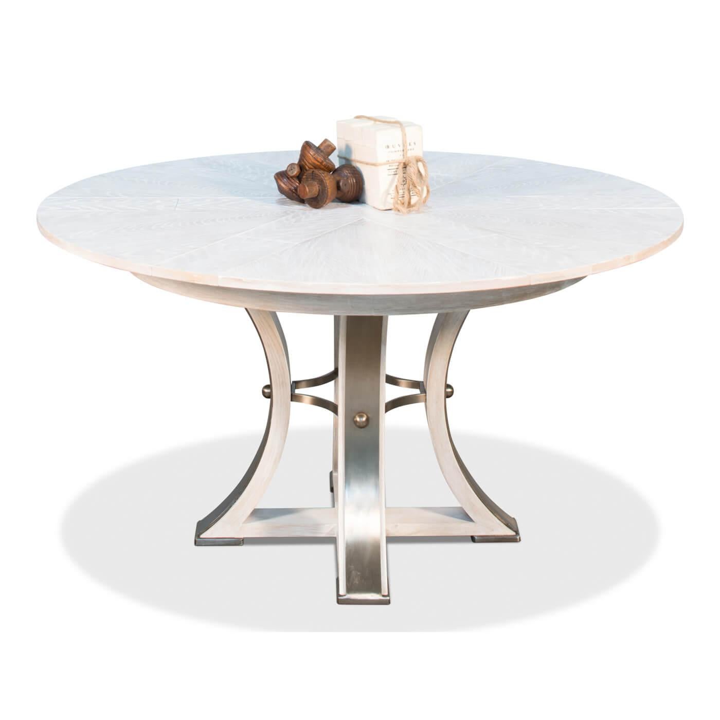 Contemporary Industrial Style Round Extension Dining Table