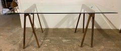 Industrial Style Saw Horse Base Dining Table