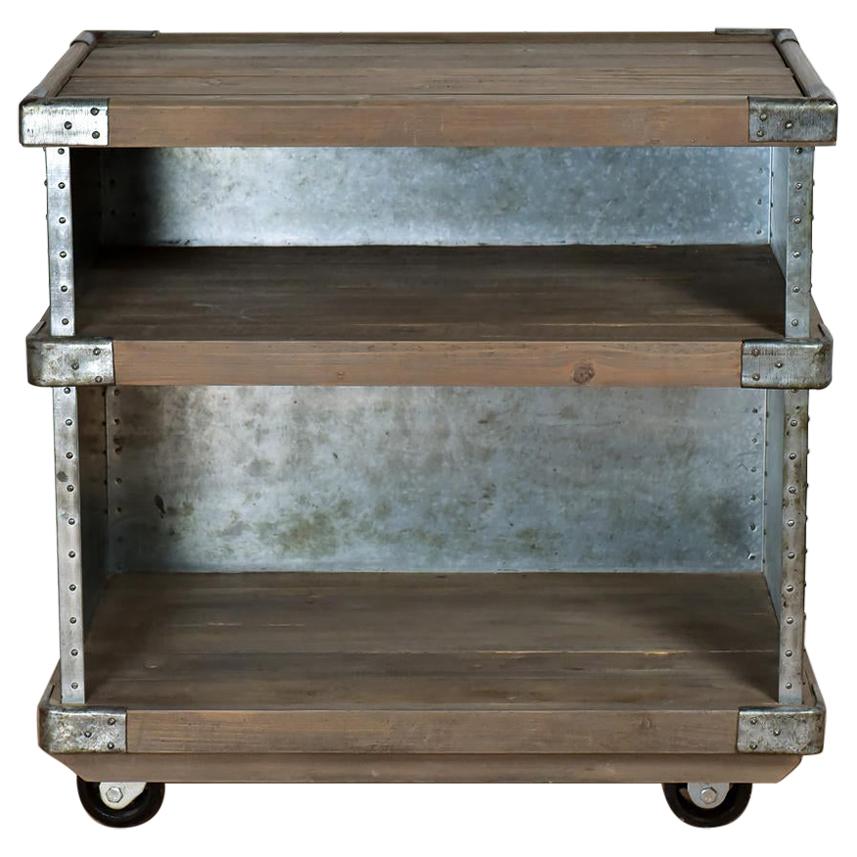 Industrial Style Shelf on Wheels, 20th Century For Sale