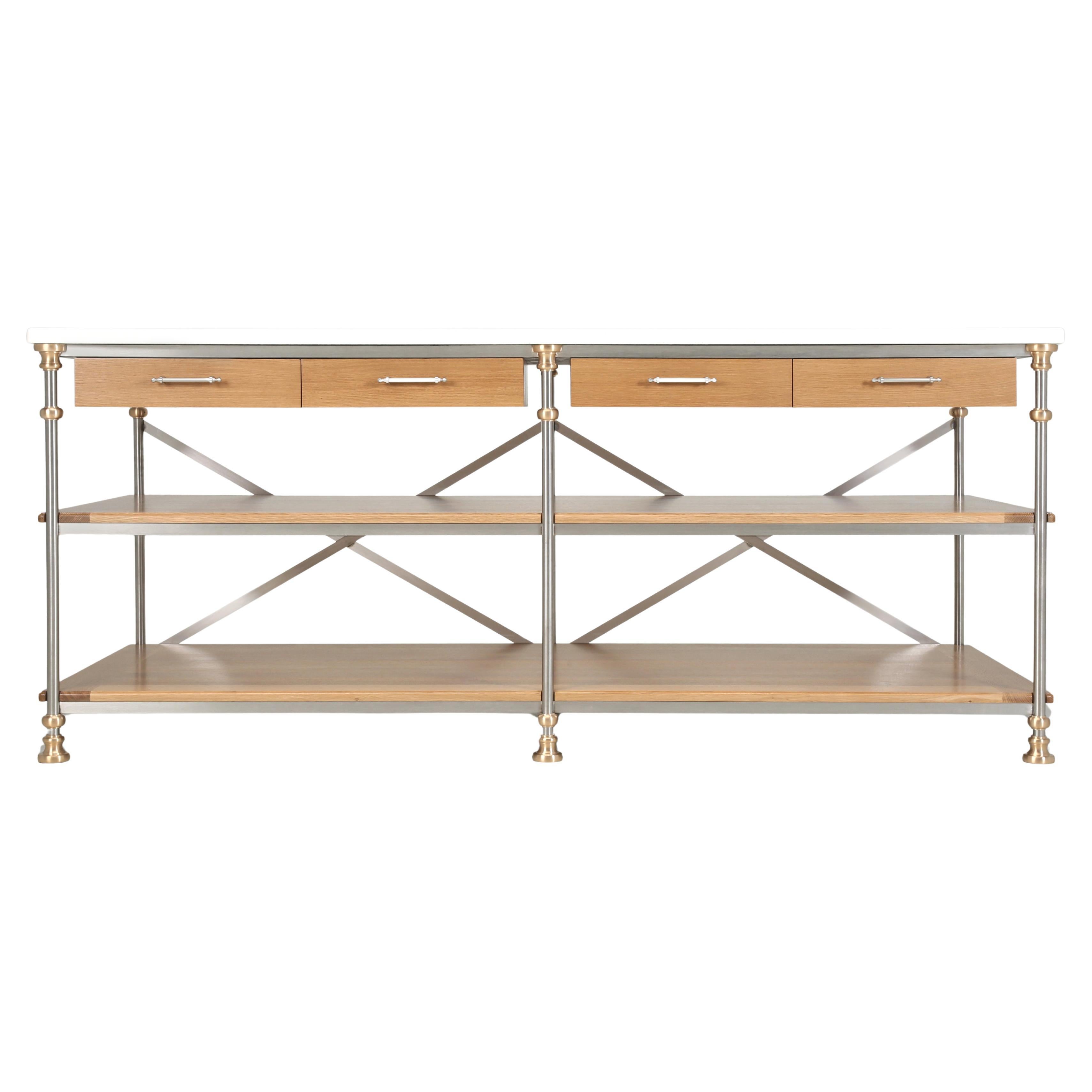 Industrial Style Stainless, Bronze, Lava Stone Kitchen Island by Old Plank