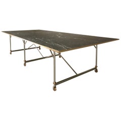 Industrial Style Stainless Steel and Solid Bronze Table Base, Marble Optional