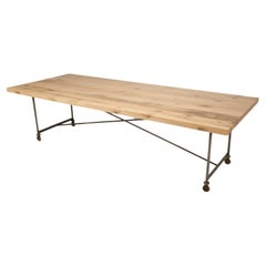 Industrial Style Steel, Bronze and Reclaimed Pine Kitchen Table or Dining Table