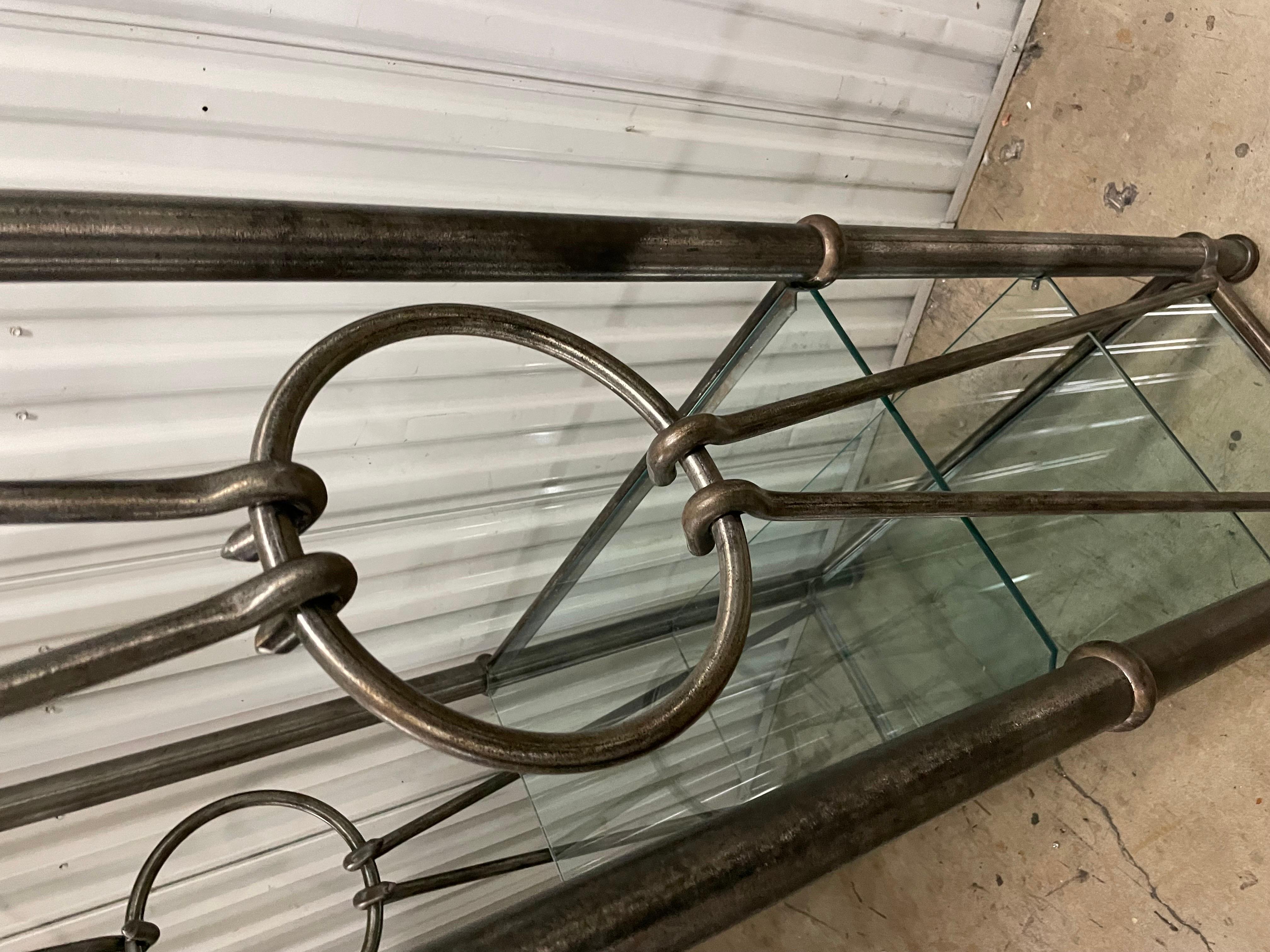 Pair of Brutalist Style Steel & Glass Etagere For Sale 10