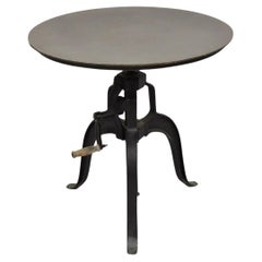 Mesa auxiliar de pub redonda de 30" con manivela ajustable de metal de estilo industrial