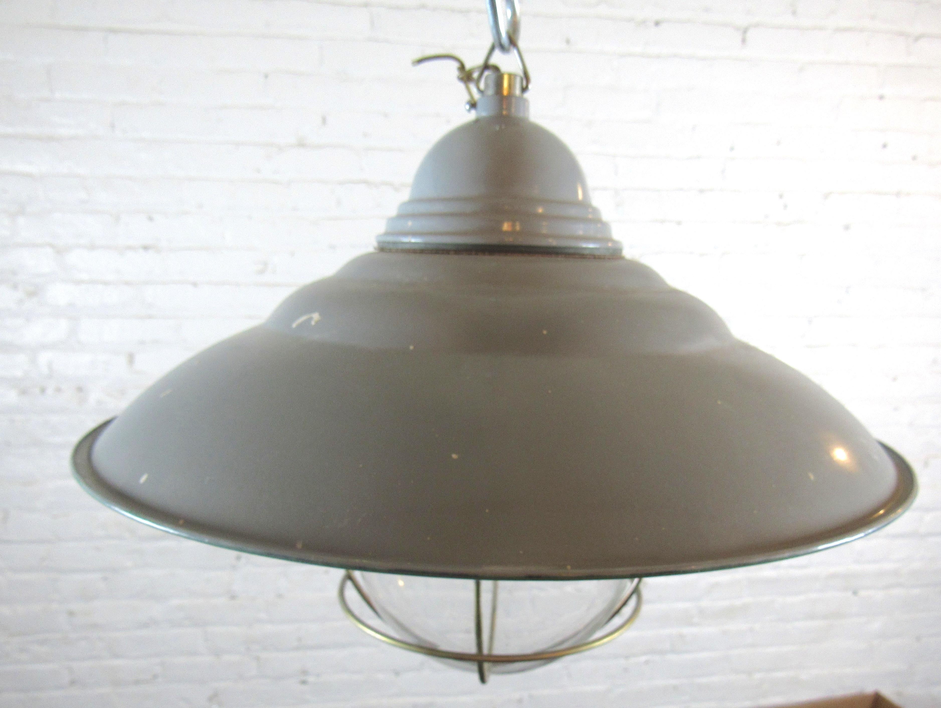 Industrial Style Vintage Dome Pendant In Good Condition For Sale In Brooklyn, NY