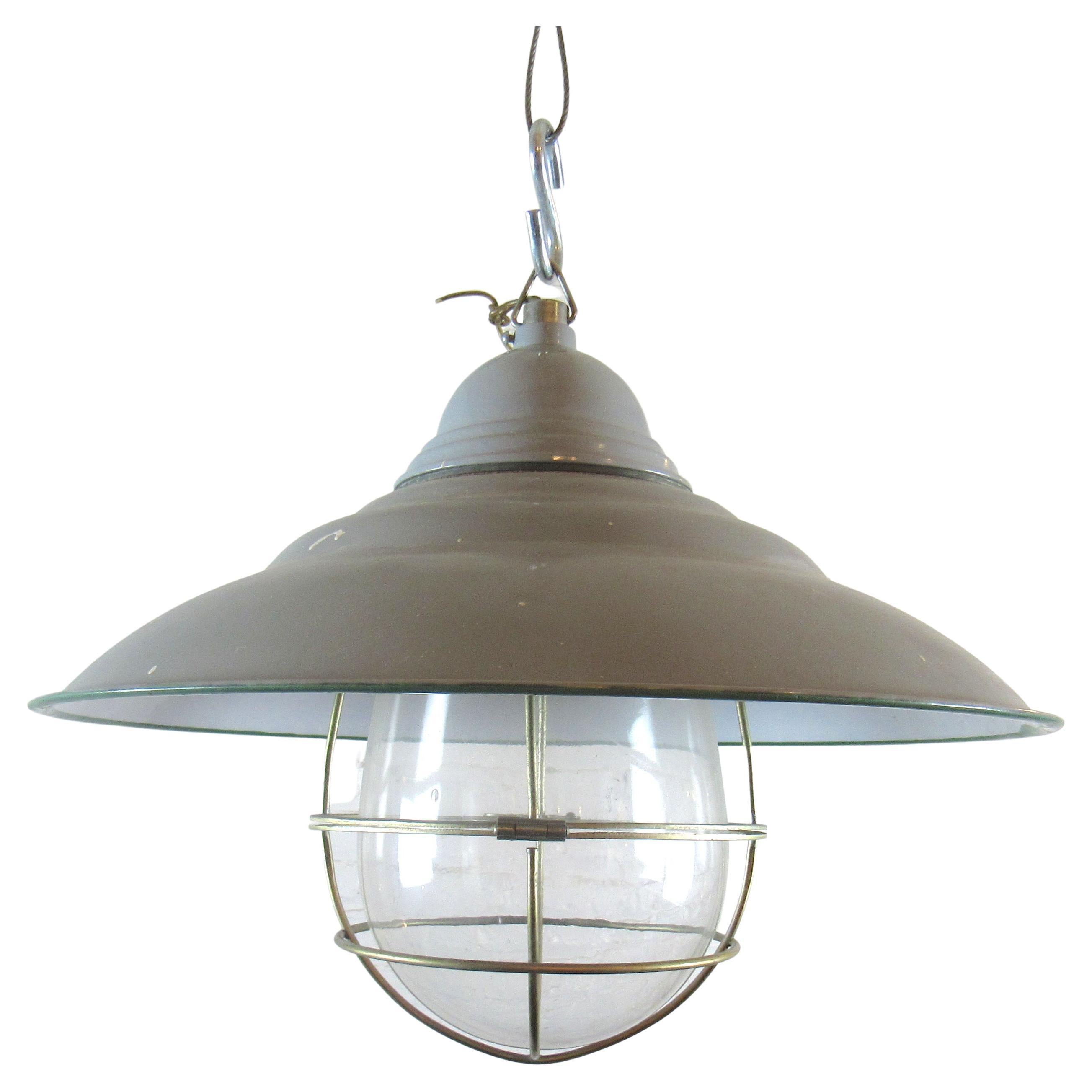 Industrial Style Vintage Dome Pendant For Sale