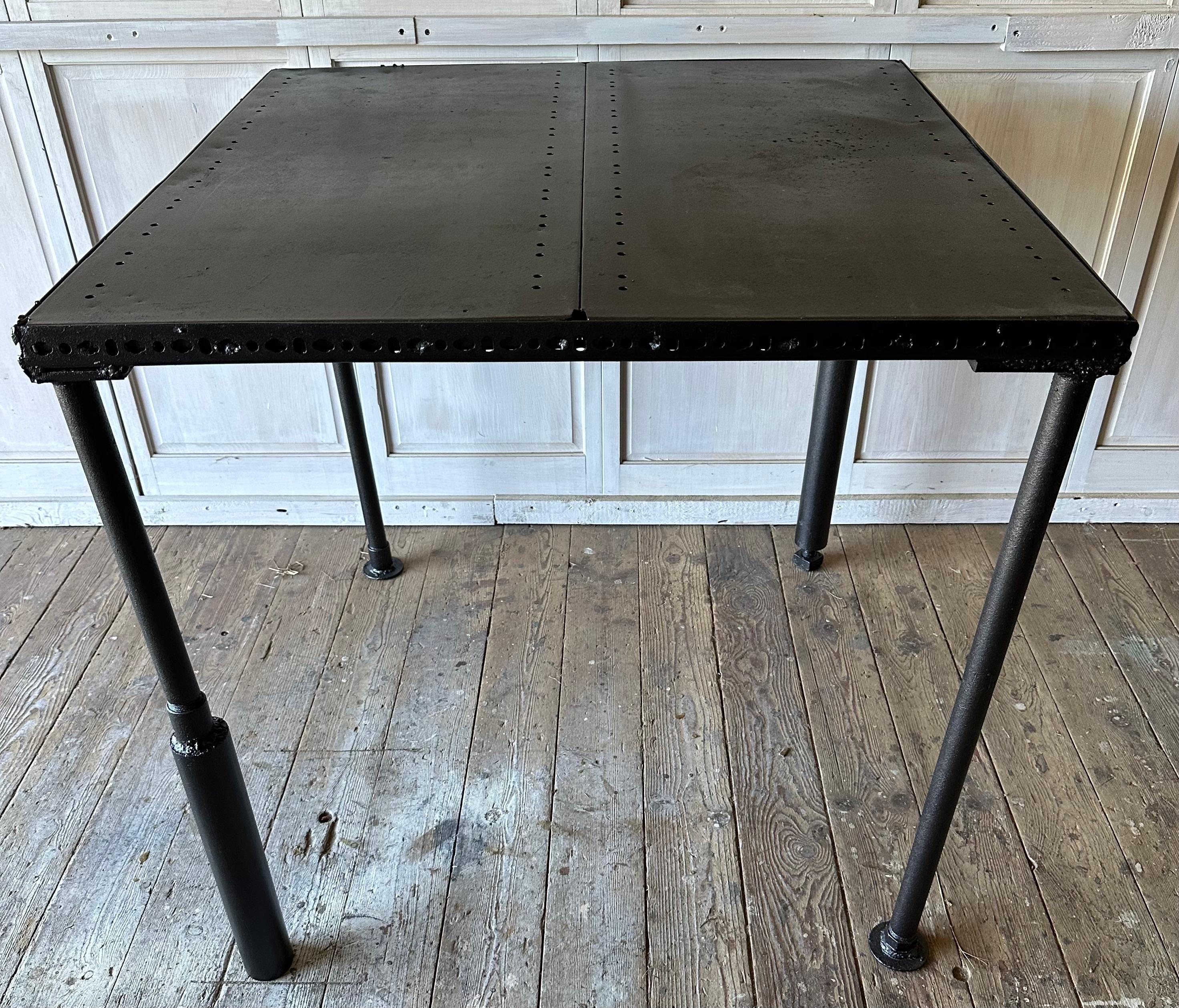 Steel Industrial Style Wine or Work Table For Sale
