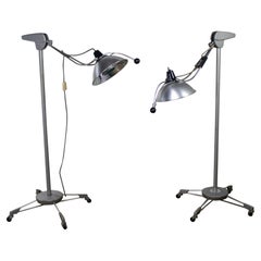 Industrial Surgical Floor Lamps Metal Frames Bases w/Casters by Wilmot Castle Co