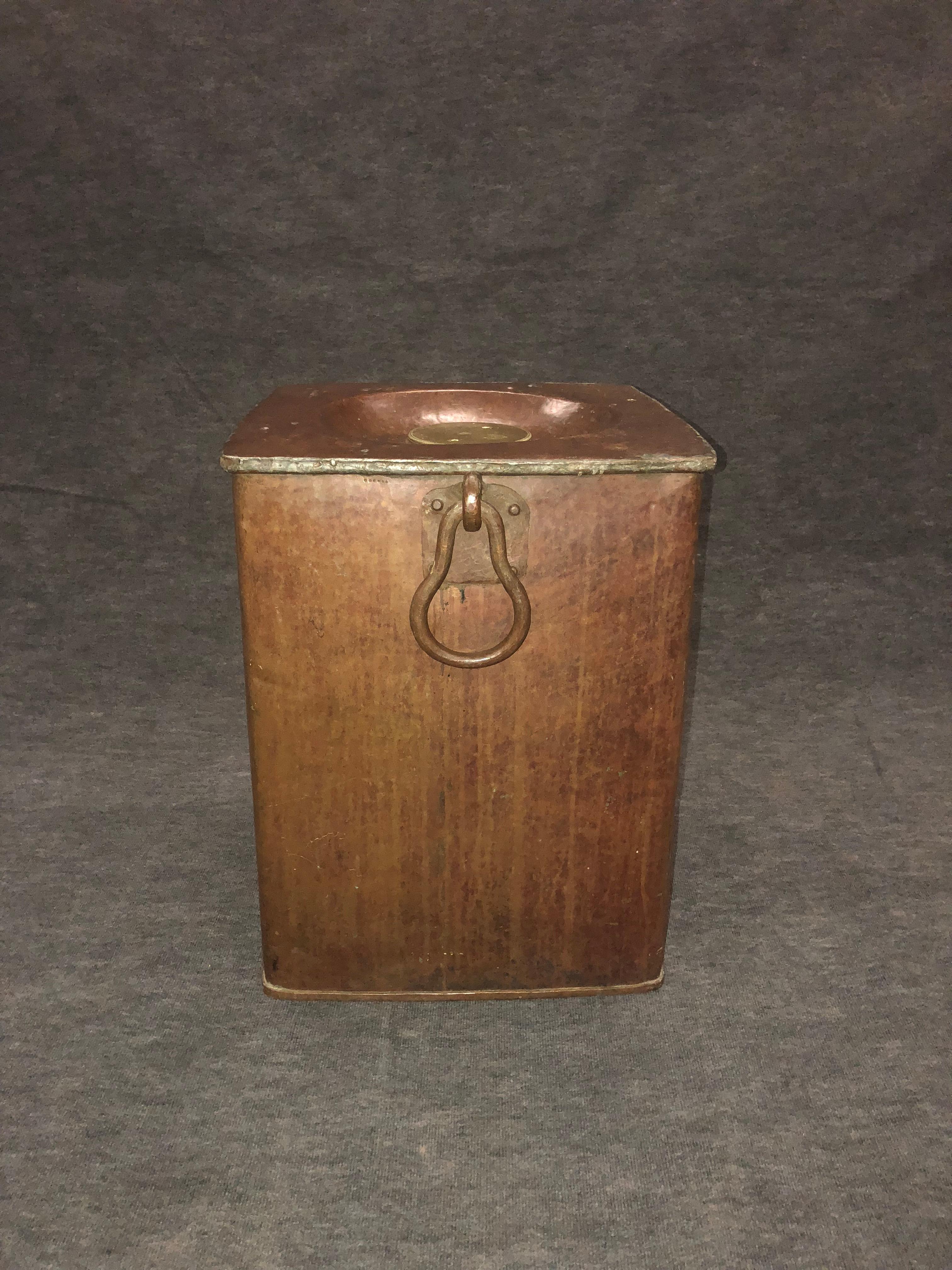 
Rare and unusually large sized copper tank/container used for the transport of animal/vegetable oil, 
later kerosene for fueling lighthouses. 
Marks on it: 1834 SLD three crown copper hallmark (Sweden)
and manually inscribed/scratched number