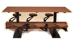 Industrial Swing-Out-Seat Outdoor Dining Table