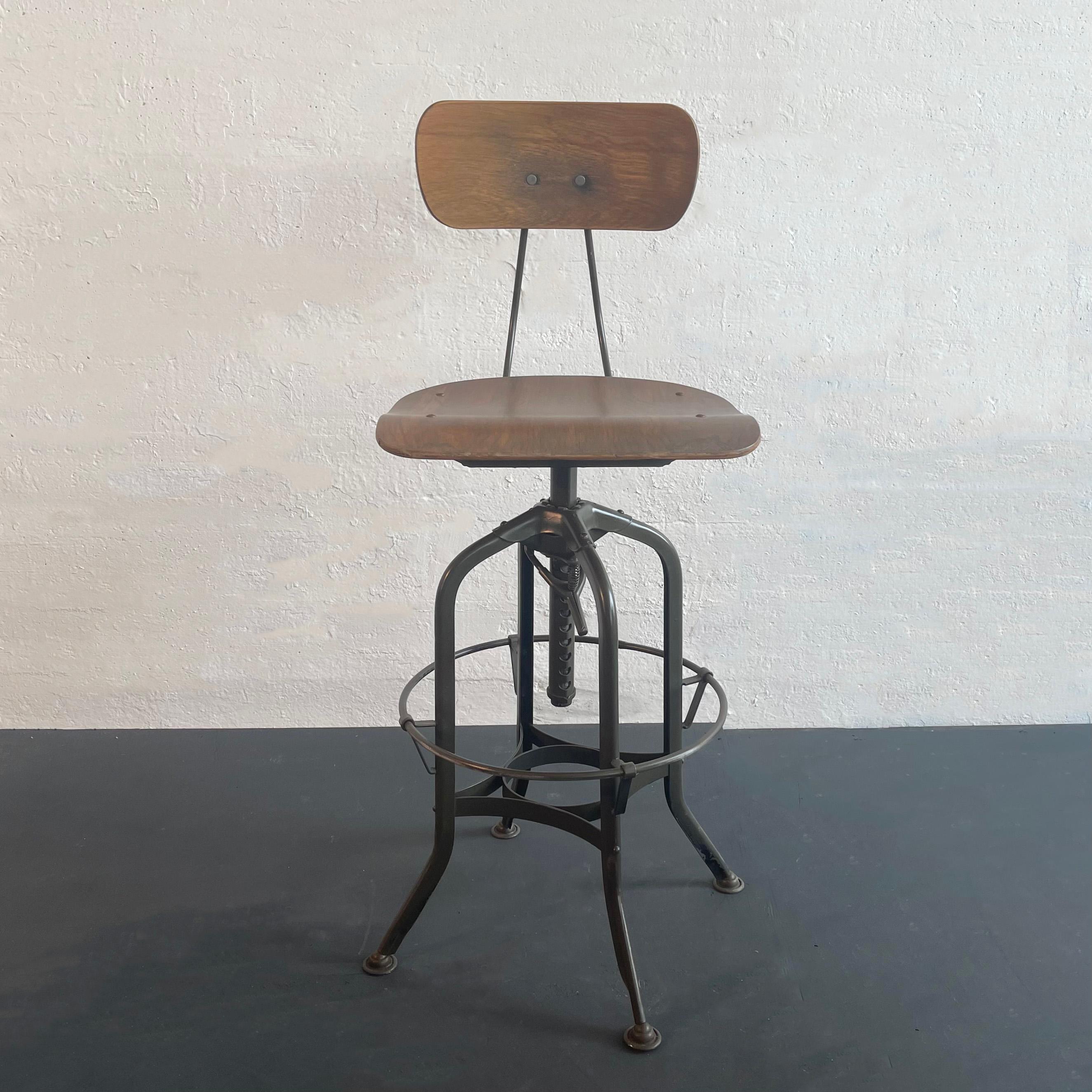 American Industrial Swivel Drafting Stool By Toledo Metal Furniture Co. For Sale