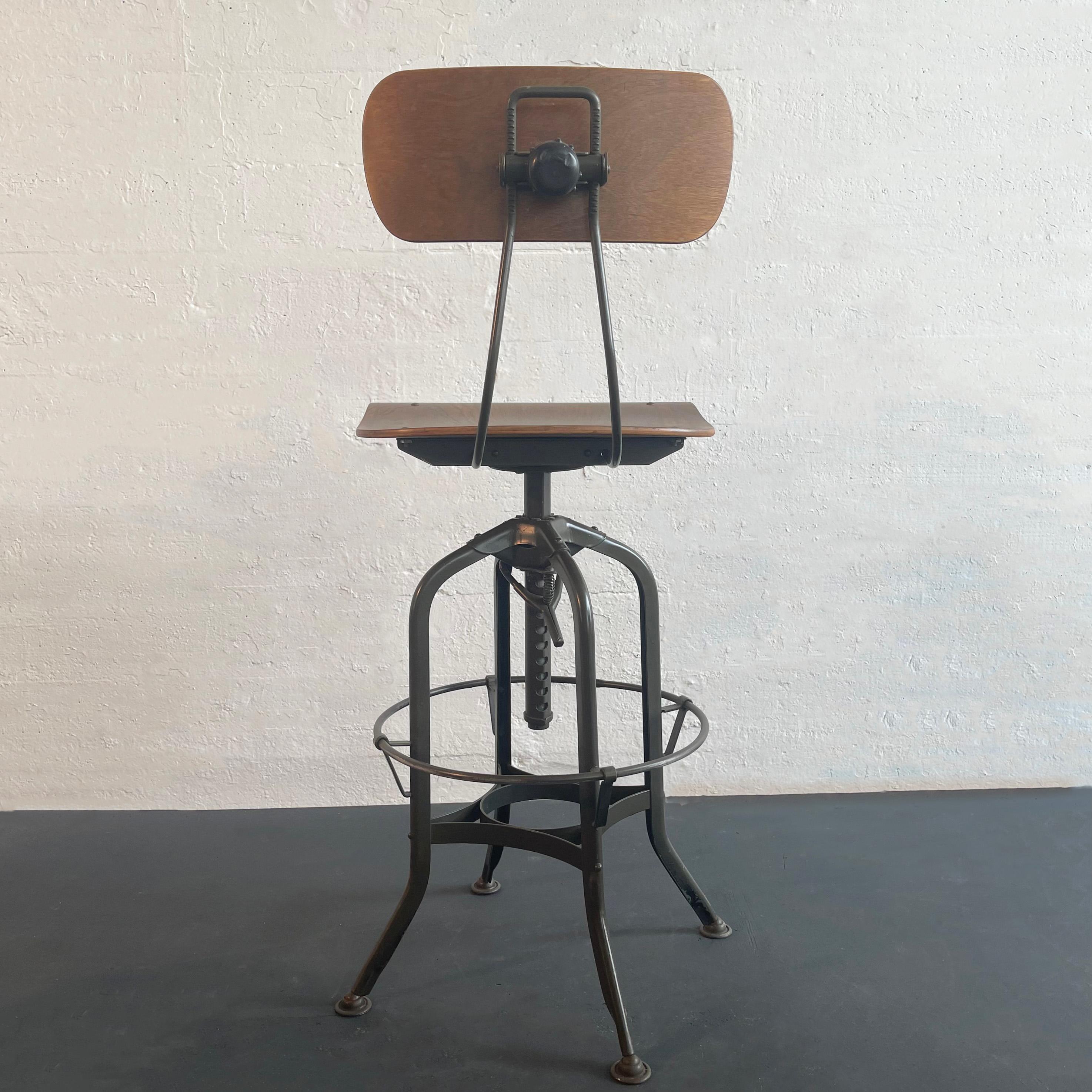 20th Century Industrial Swivel Drafting Stool By Toledo Metal Furniture Co. For Sale
