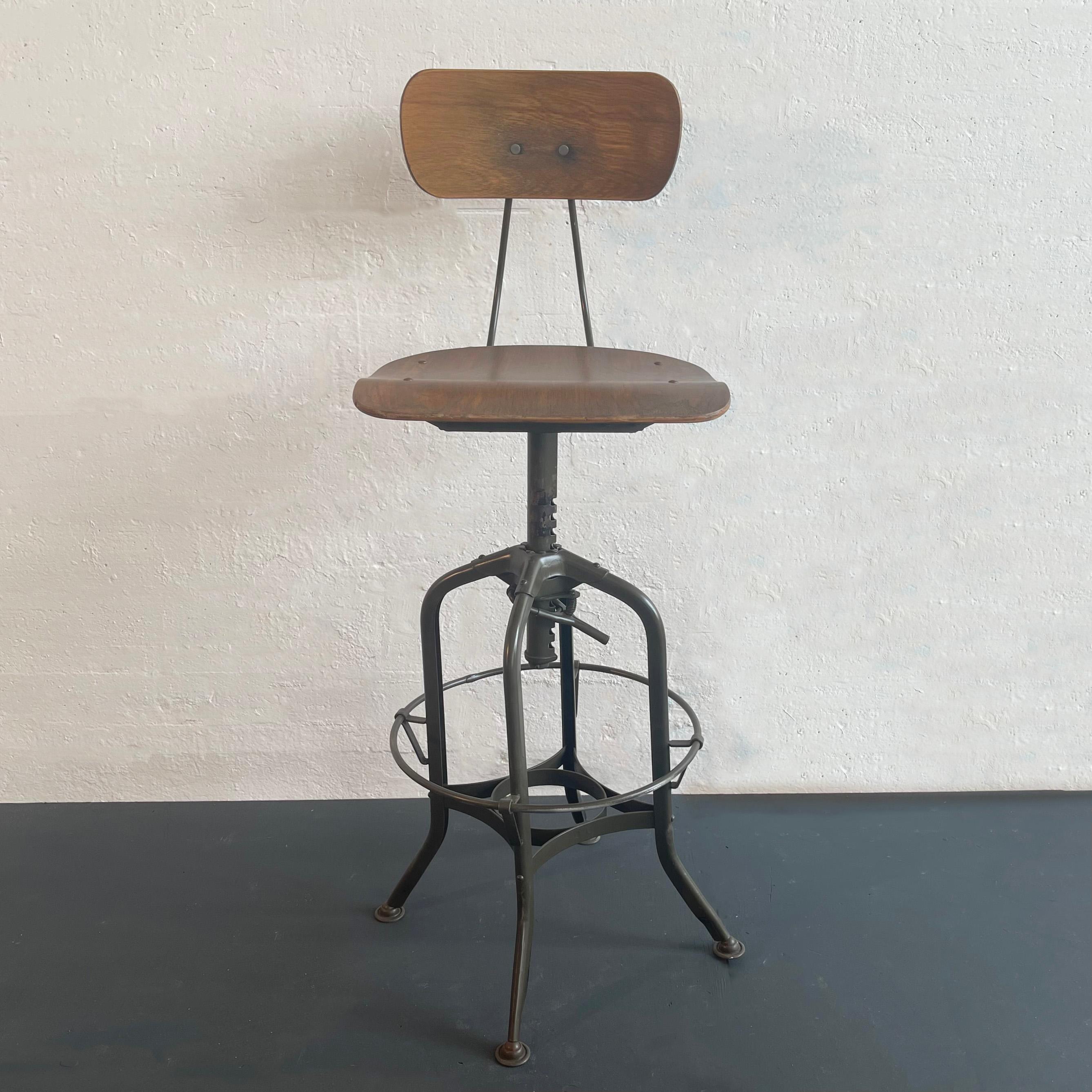 Industrial Swivel Drafting Stool By Toledo Metal Furniture Co. For Sale 3