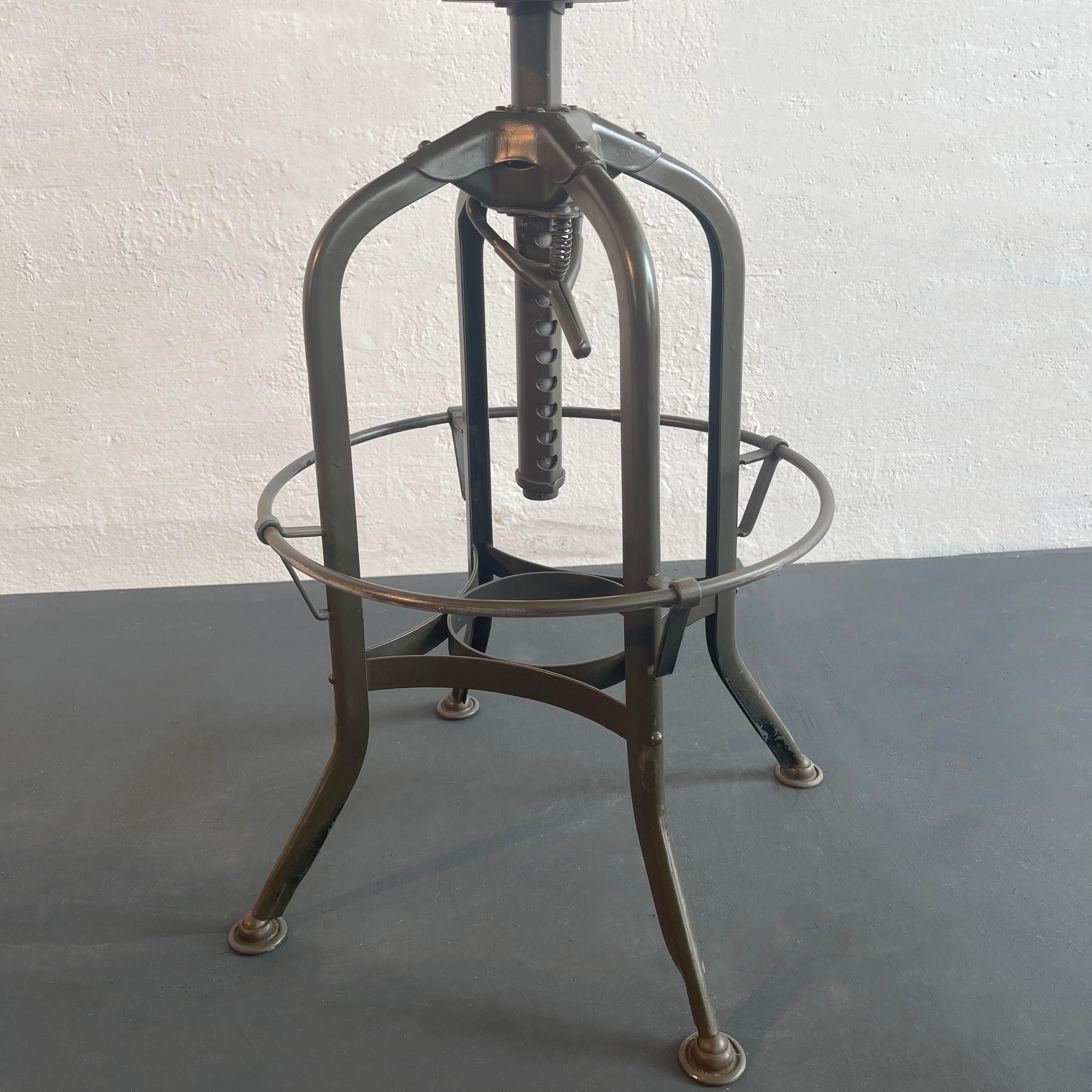 Industrial Swivel Drafting Stool By Toledo Metal Furniture Co. For Sale 4
