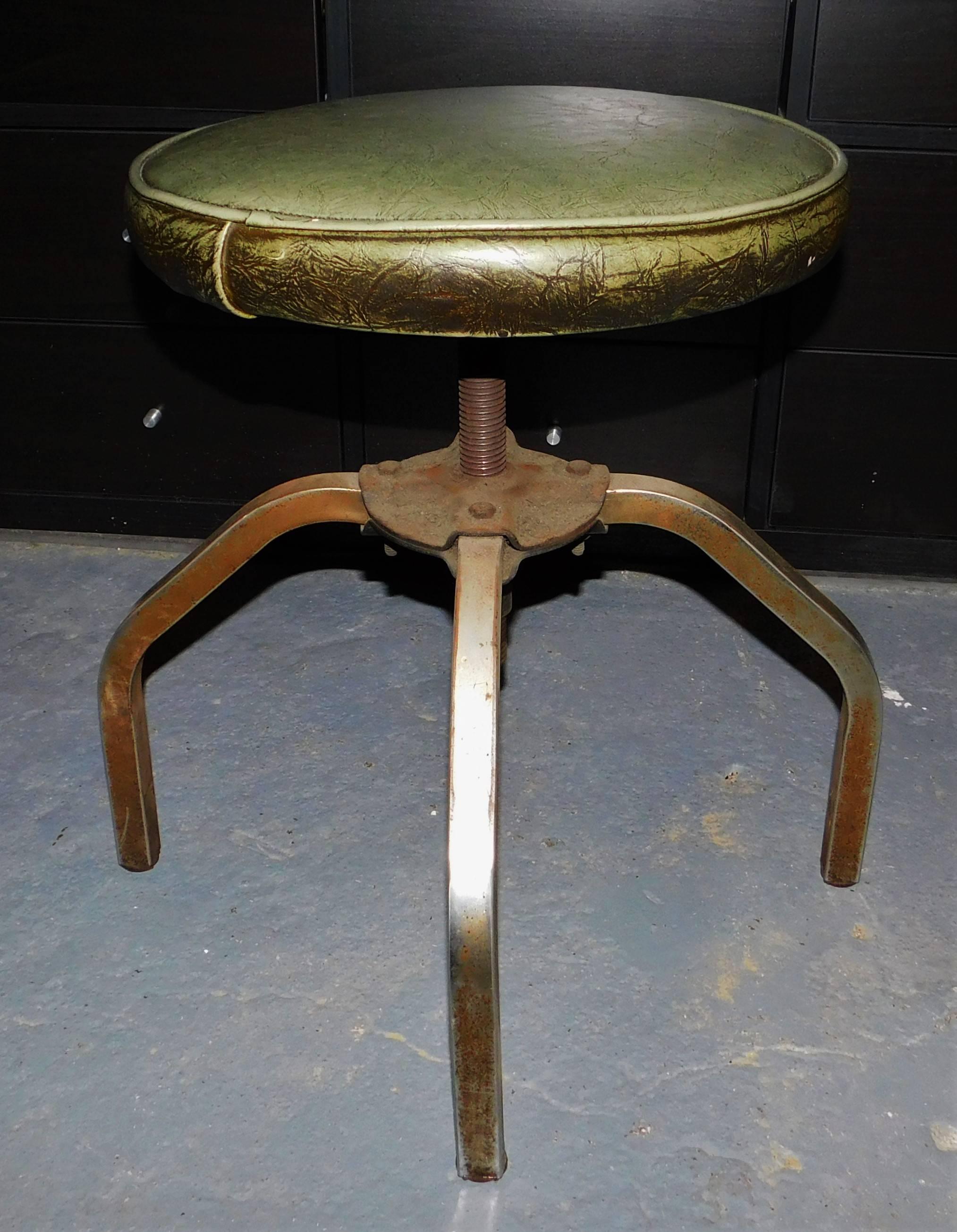 green leather stool