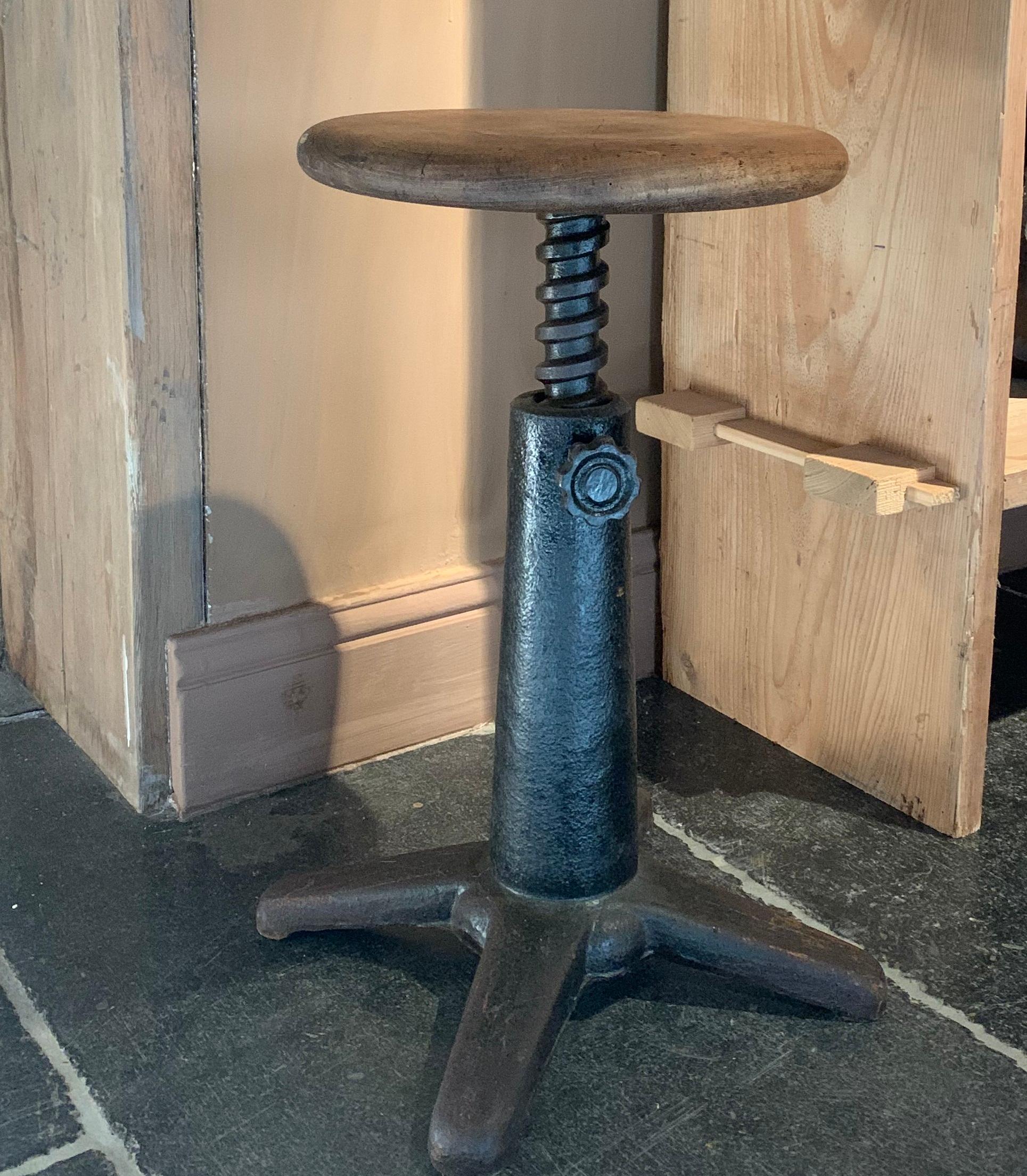 Cast Industrial Swivel Stool Early 20th Century For Sale
