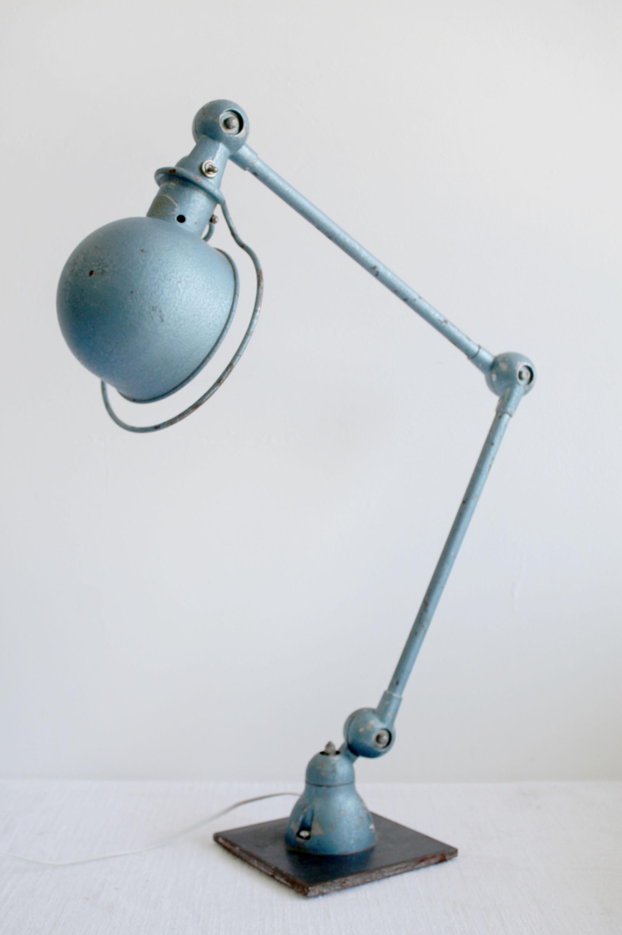 Iron Industrial Table Lamp in Original Blue Finish