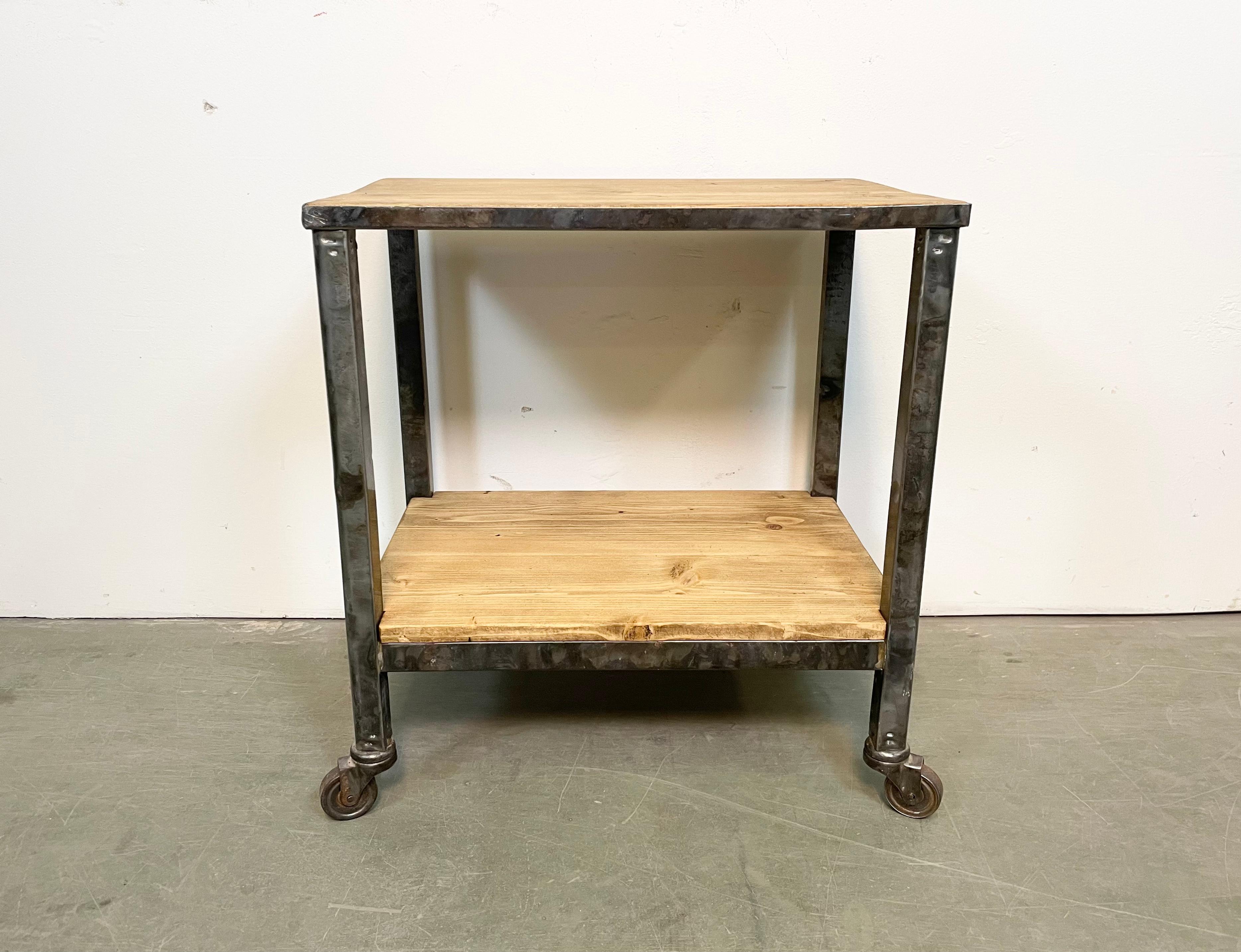 Czech Industrial Table on Wheels, 1960s For Sale
