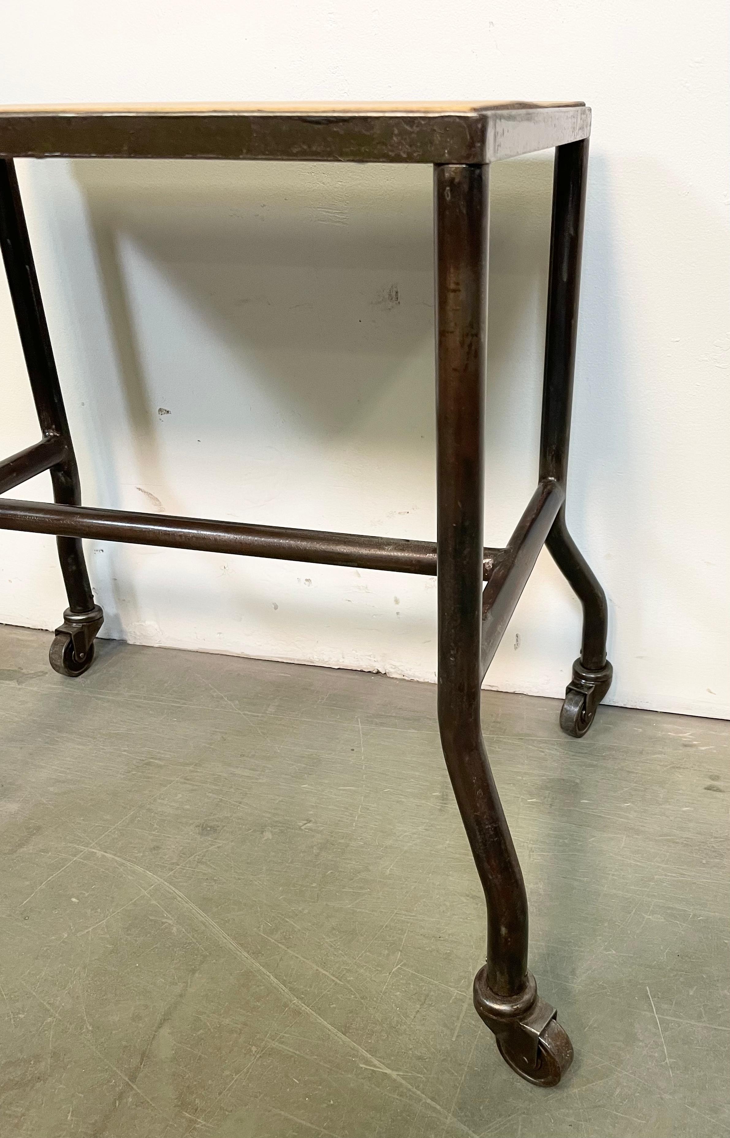 Iron Industrial Table on Wheels, 1960s For Sale