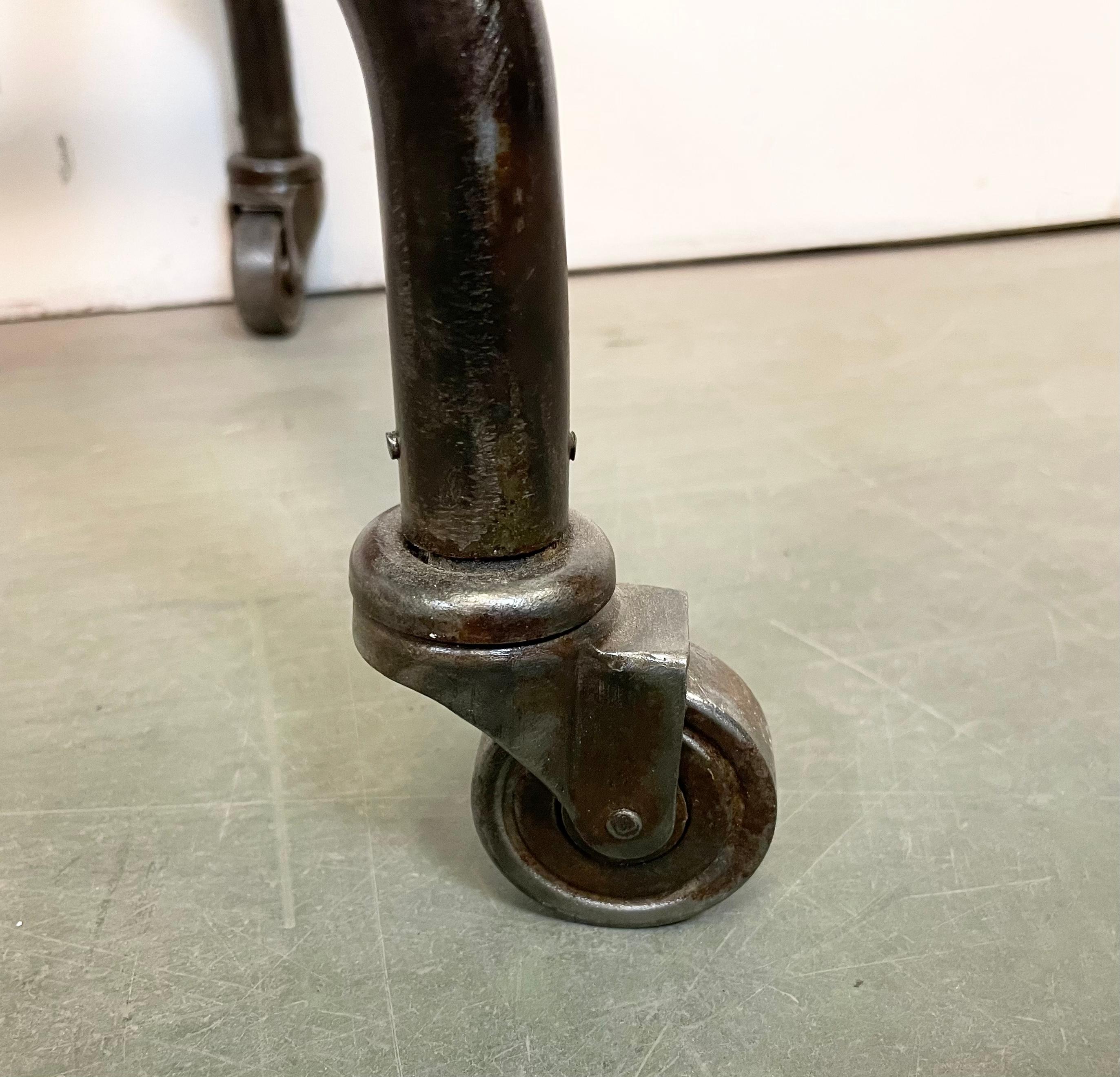 Iron Industrial Table on Wheels, 1960s For Sale