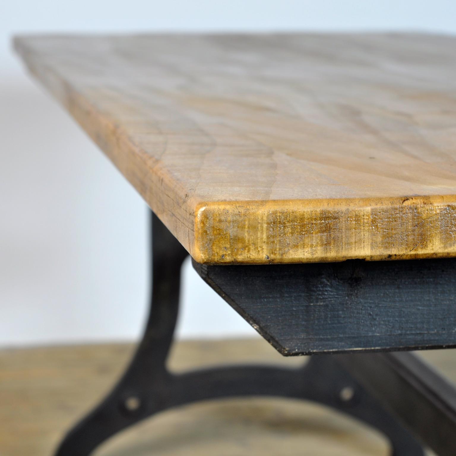Industrial Table with a Cast Iron Base 2