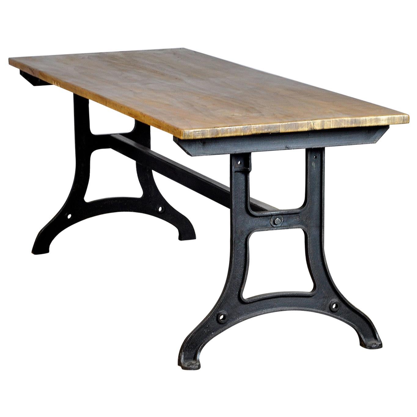 Industrial Table with a Cast Iron Base
