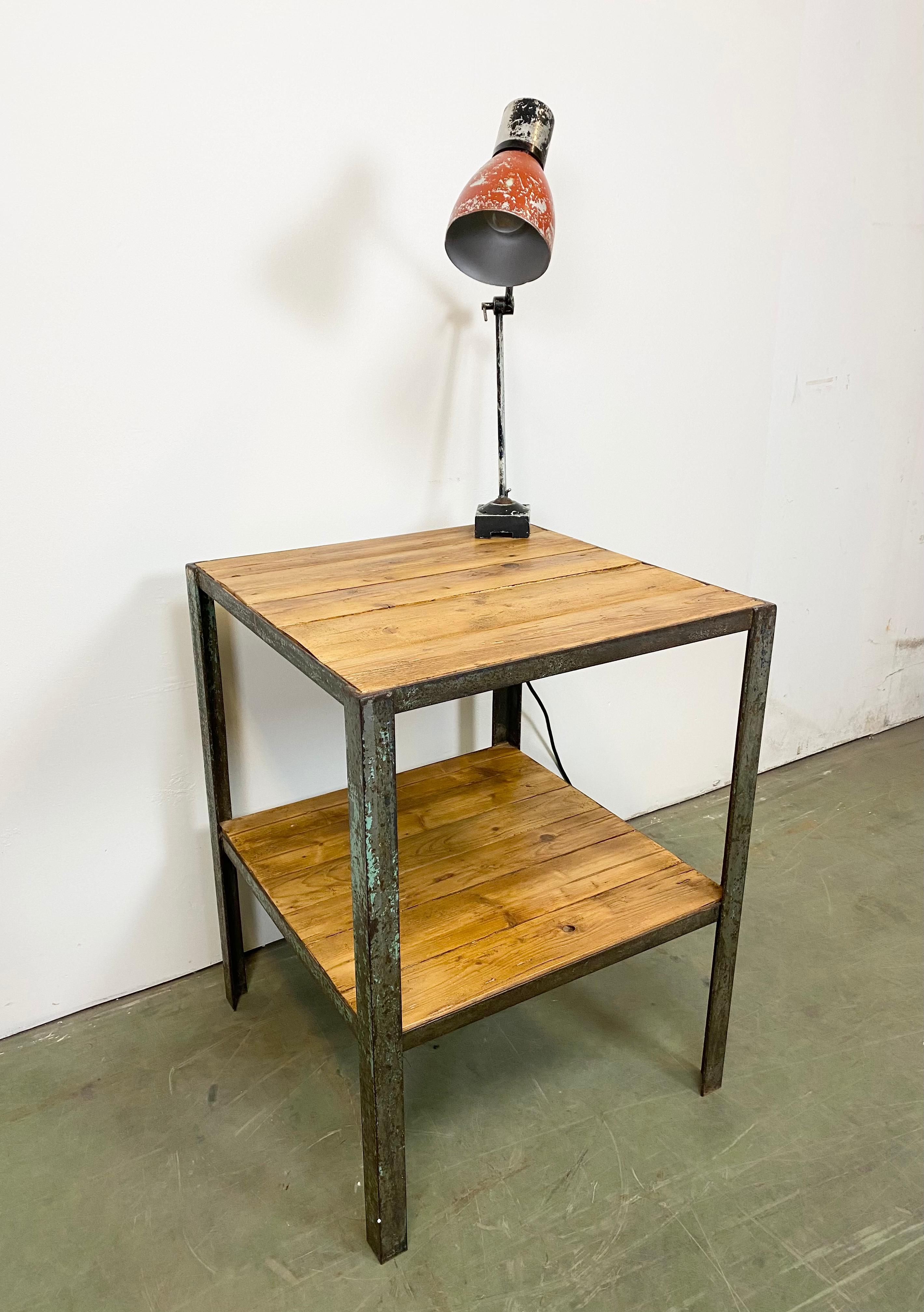 Czech Industrial Table with Desk Lamp, 1960s