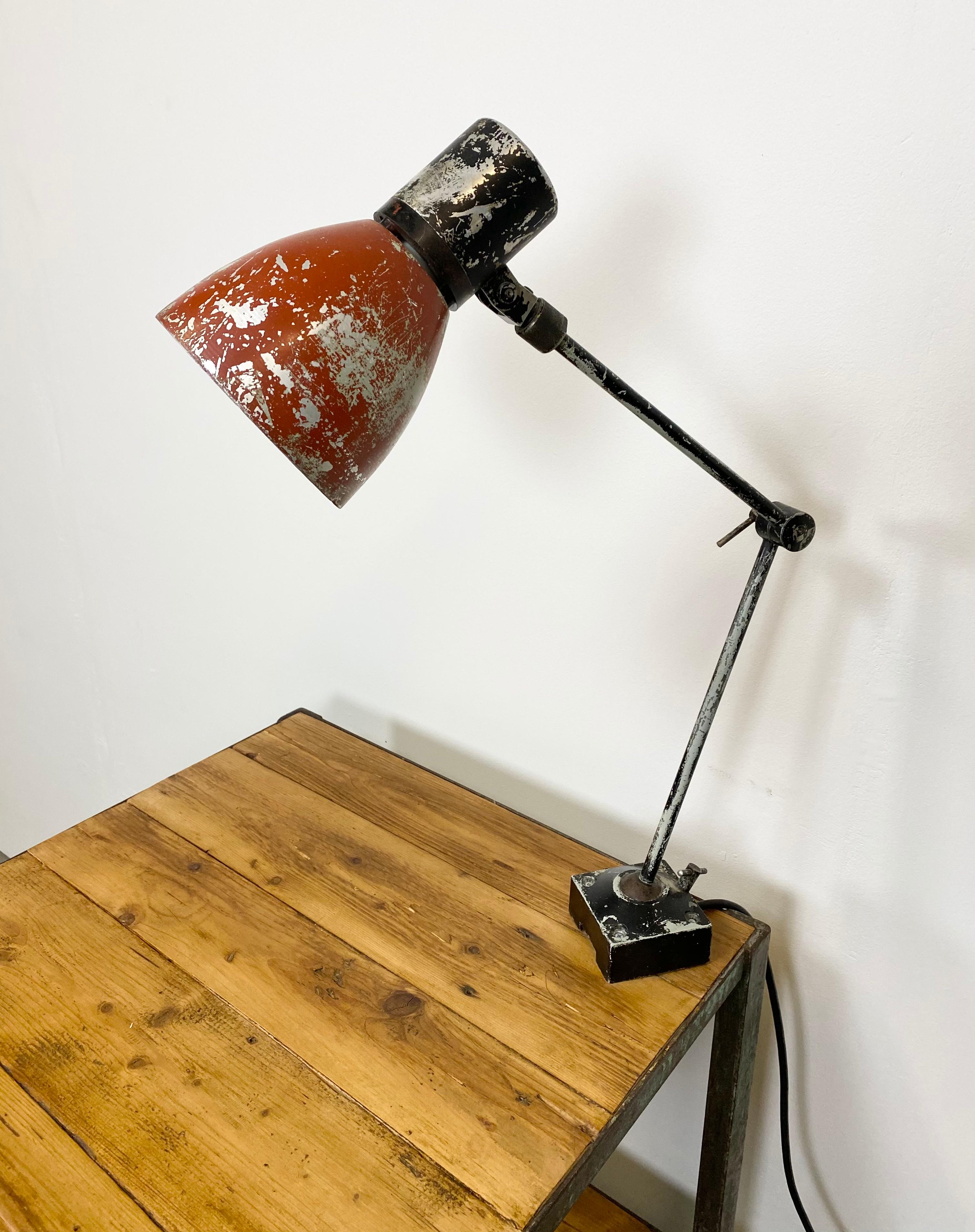 Industrial Table with Desk Lamp, 1960s In Good Condition In Kojetice, CZ