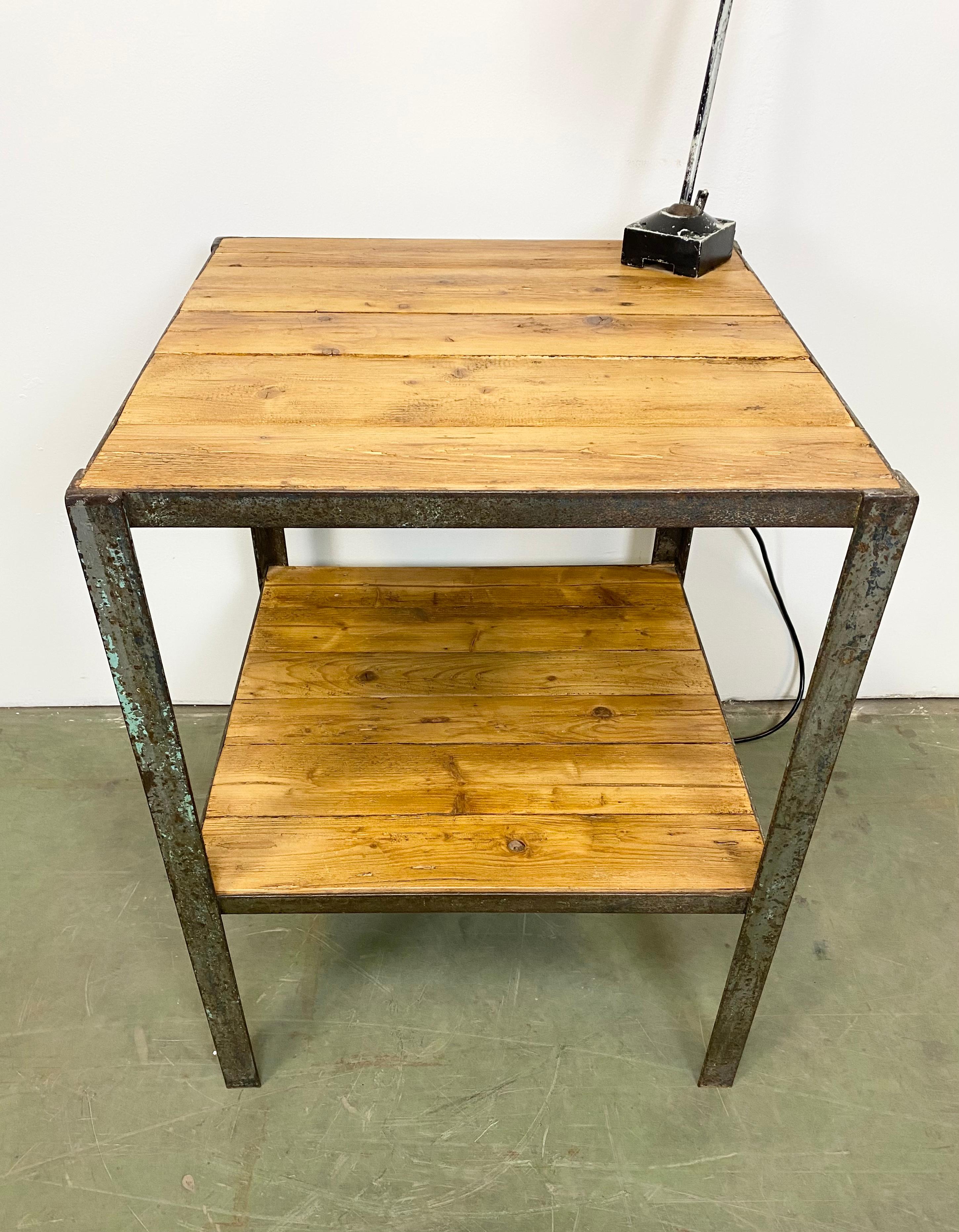 20th Century Industrial Table with Desk Lamp, 1960s
