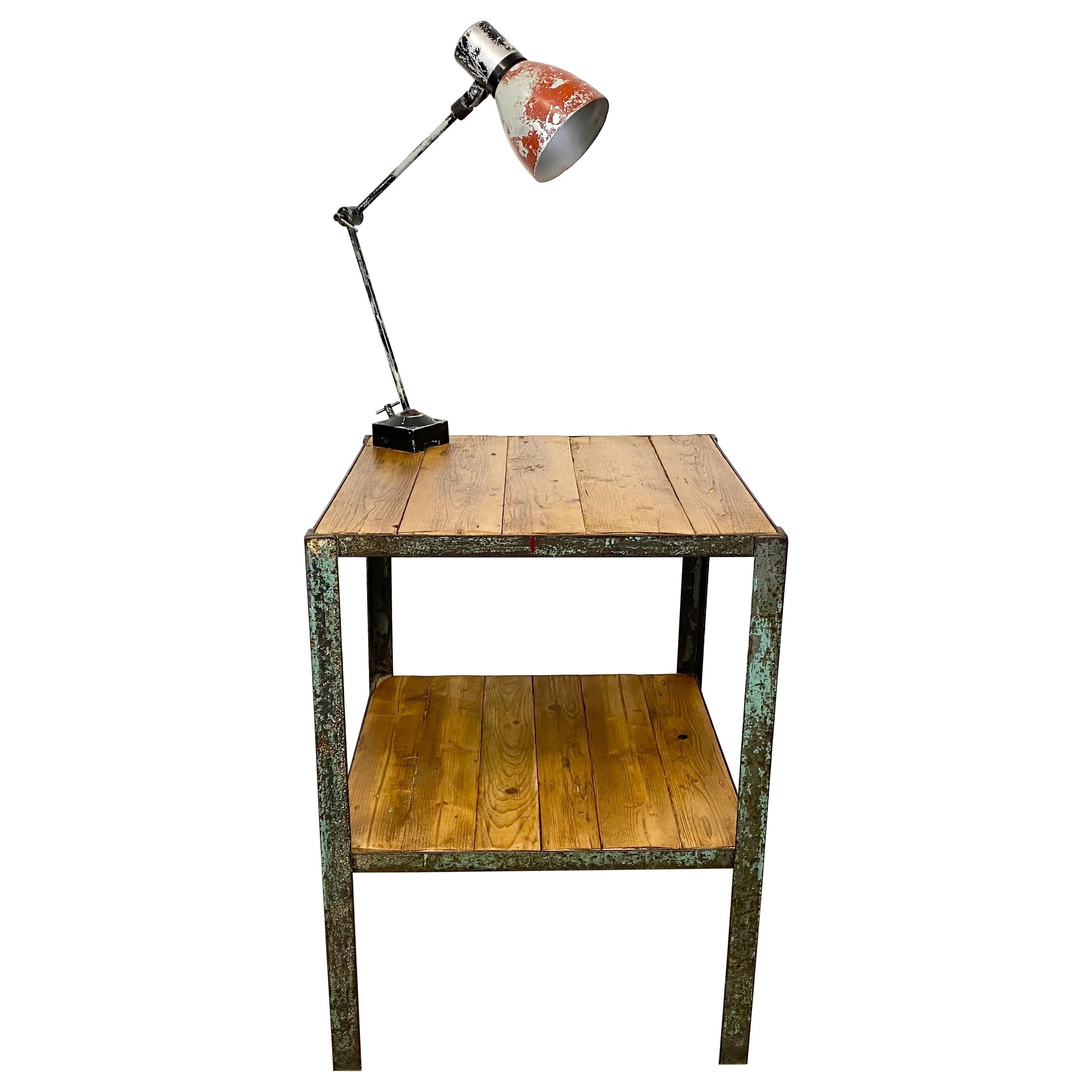 Industrial Table with Desk Lamp, 1960s