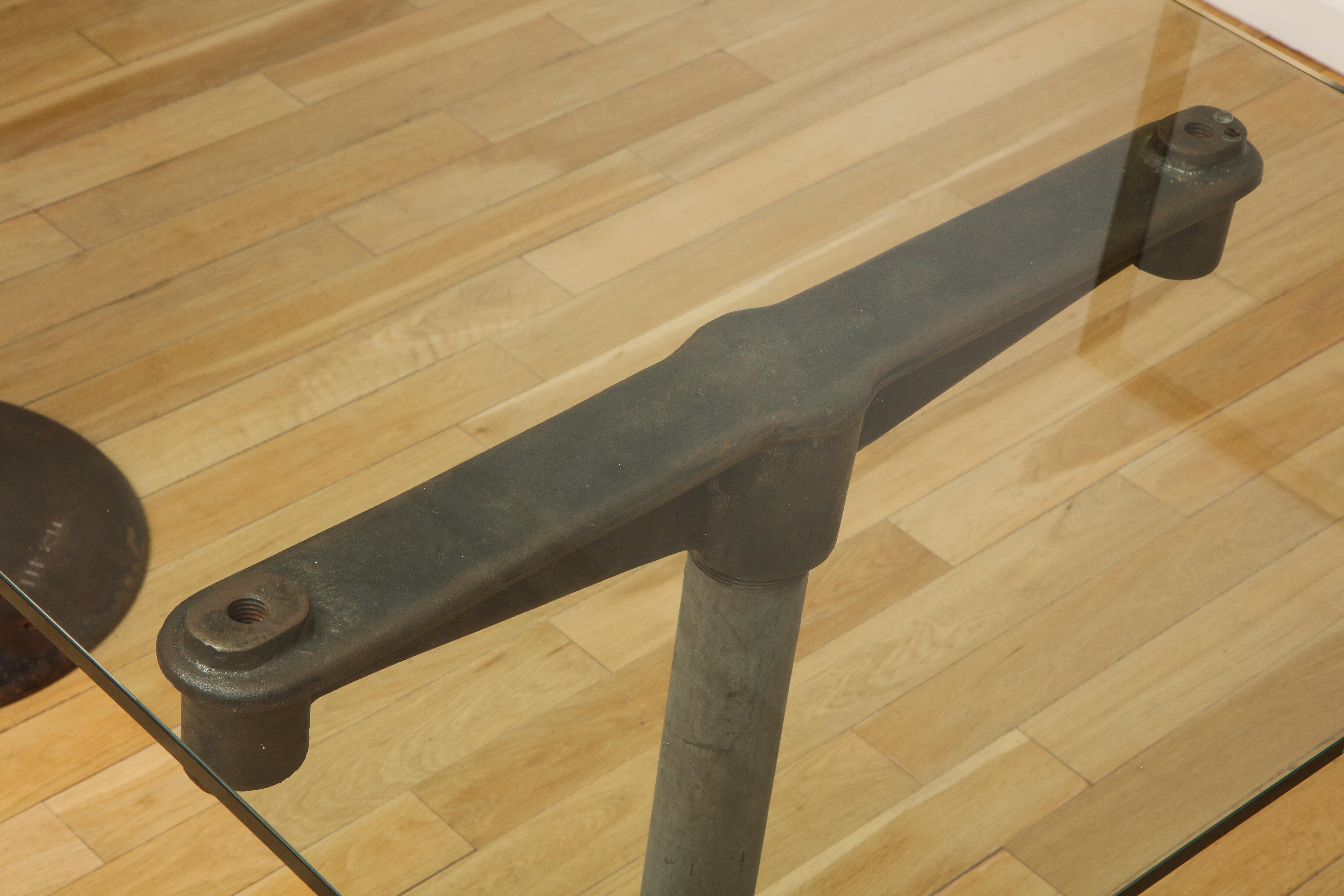 Industrial Table with Glass Top, circa 1950 10