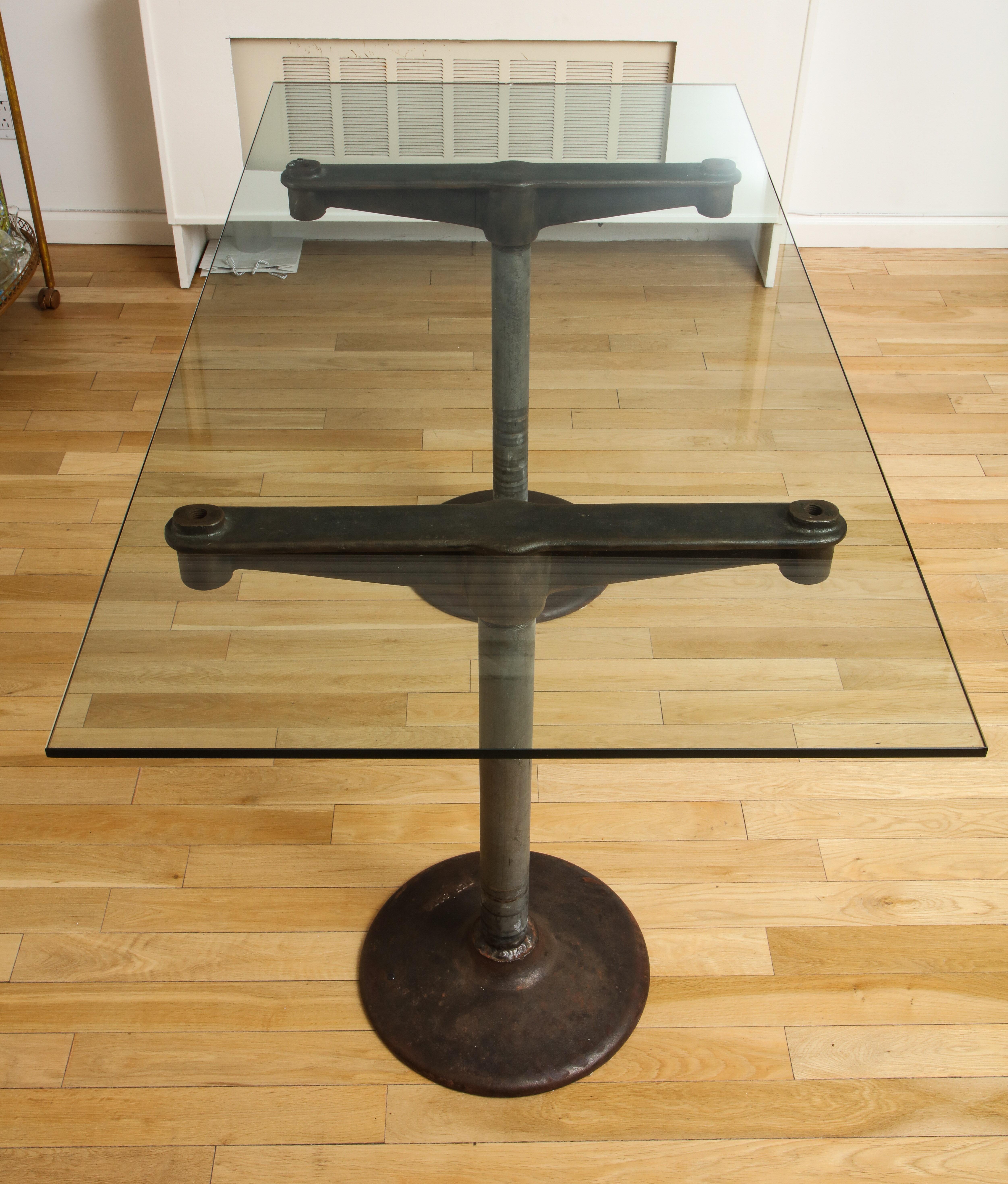 Industrial Table with Glass Top, circa 1950 4