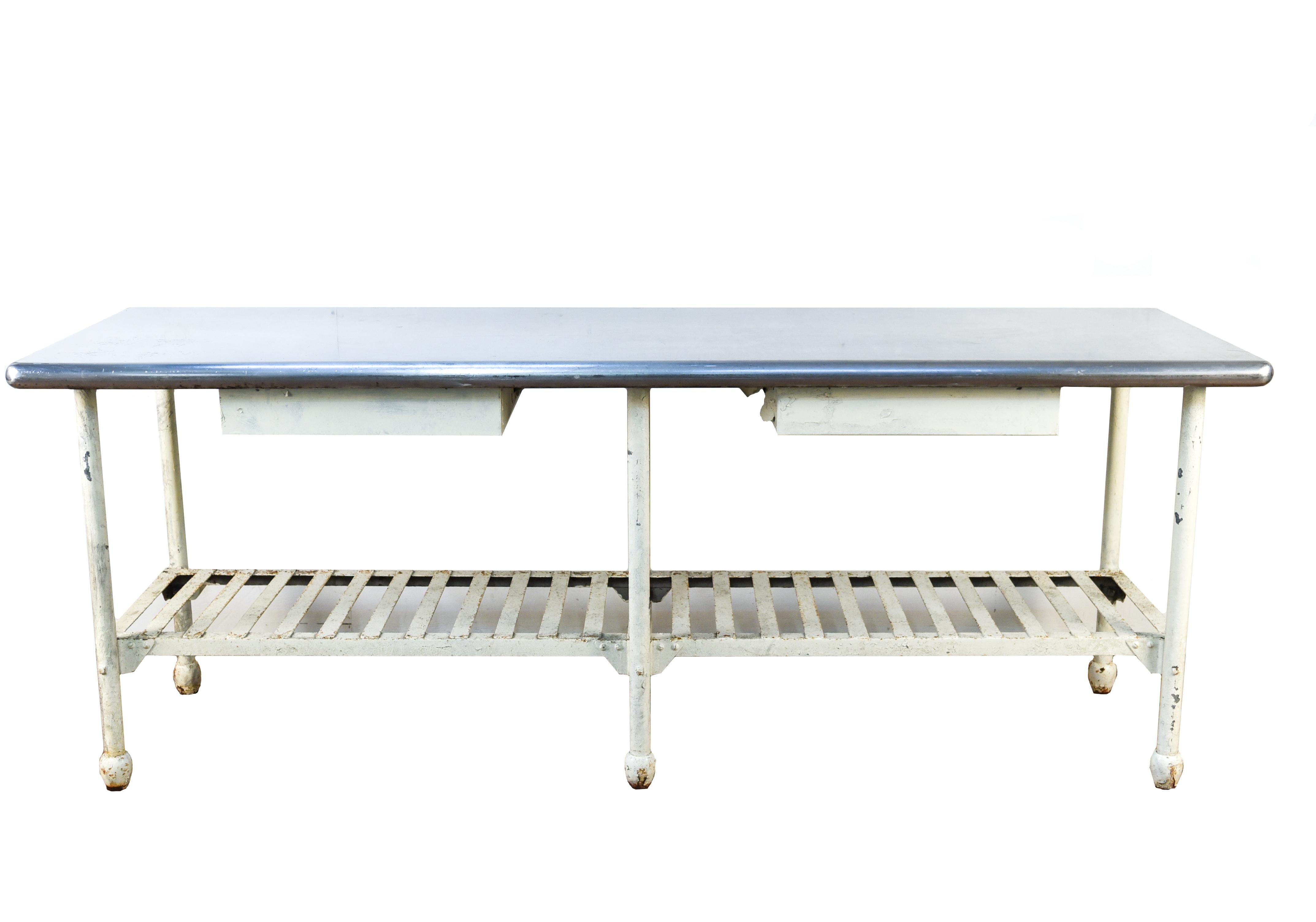 Industrial Table with Iron Base and Stainless Steel Top 11