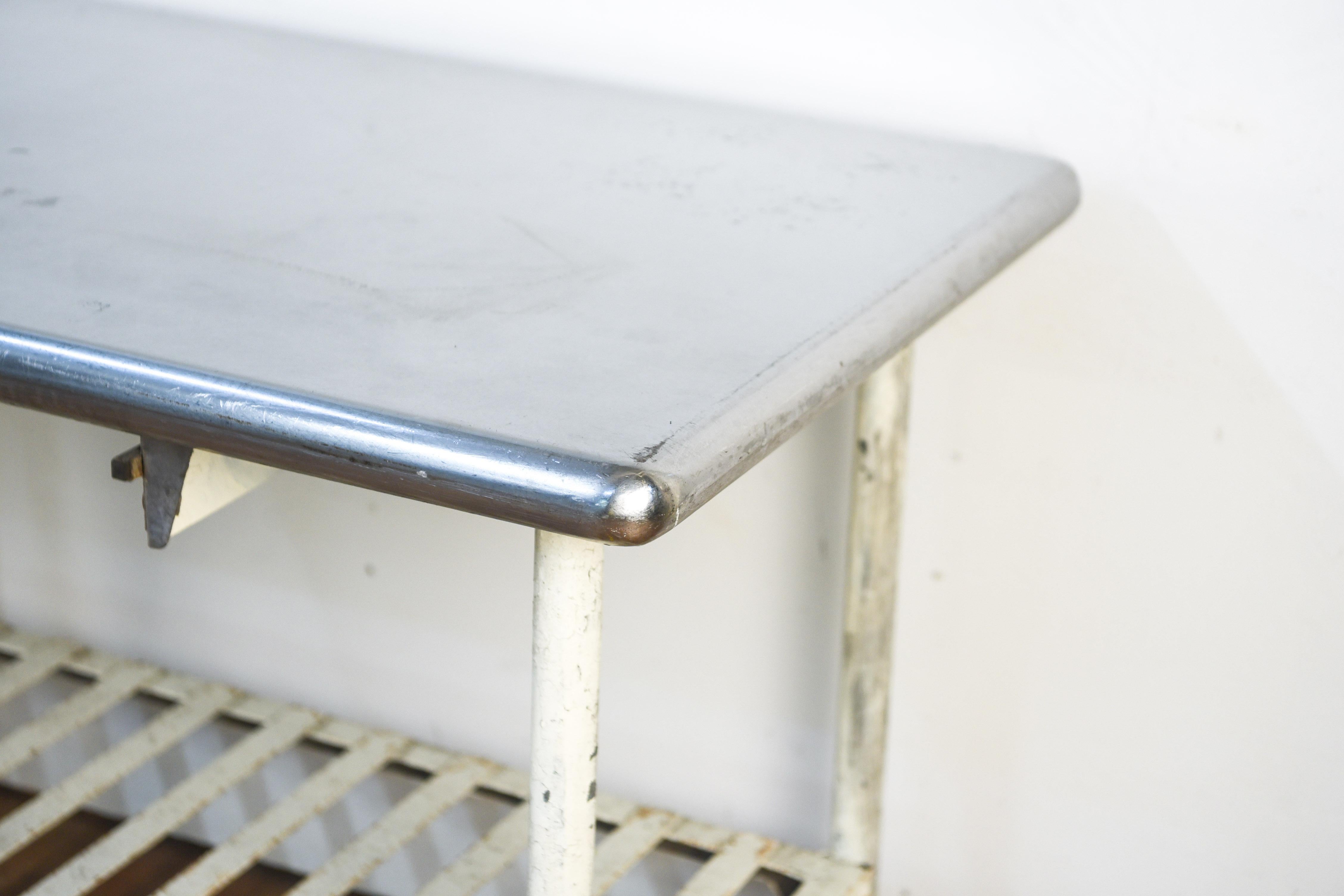 Industrial Table with Iron Base and Stainless Steel Top 3