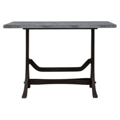 Industrial Table With Wrought Iron Legs and Stone Top