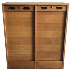 Industrial Tambour Front Cabinet, 1950s