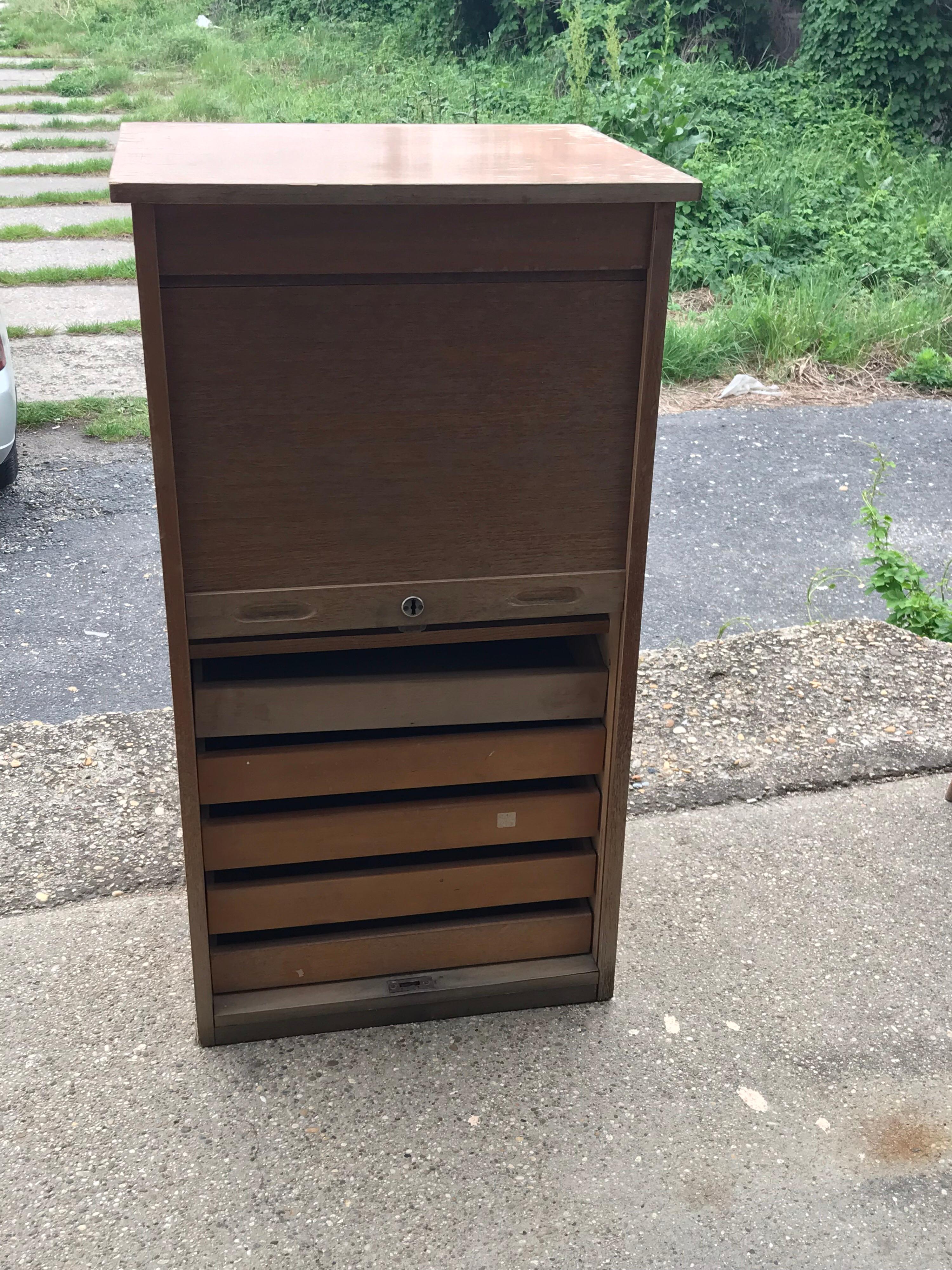 Industrial Tambour Front Cabinet For Sale 8