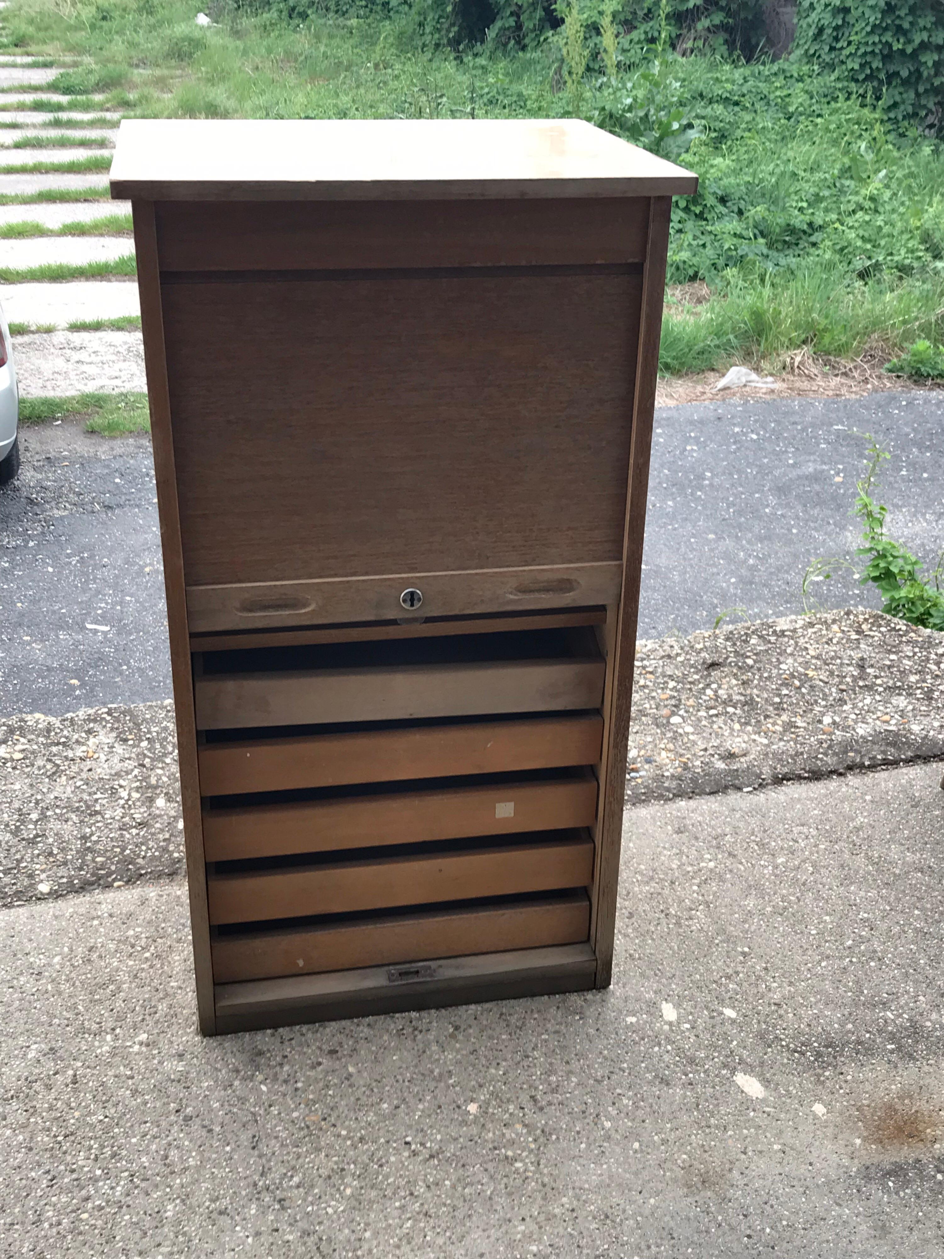 Industrial Tambour Front Cabinet For Sale 9